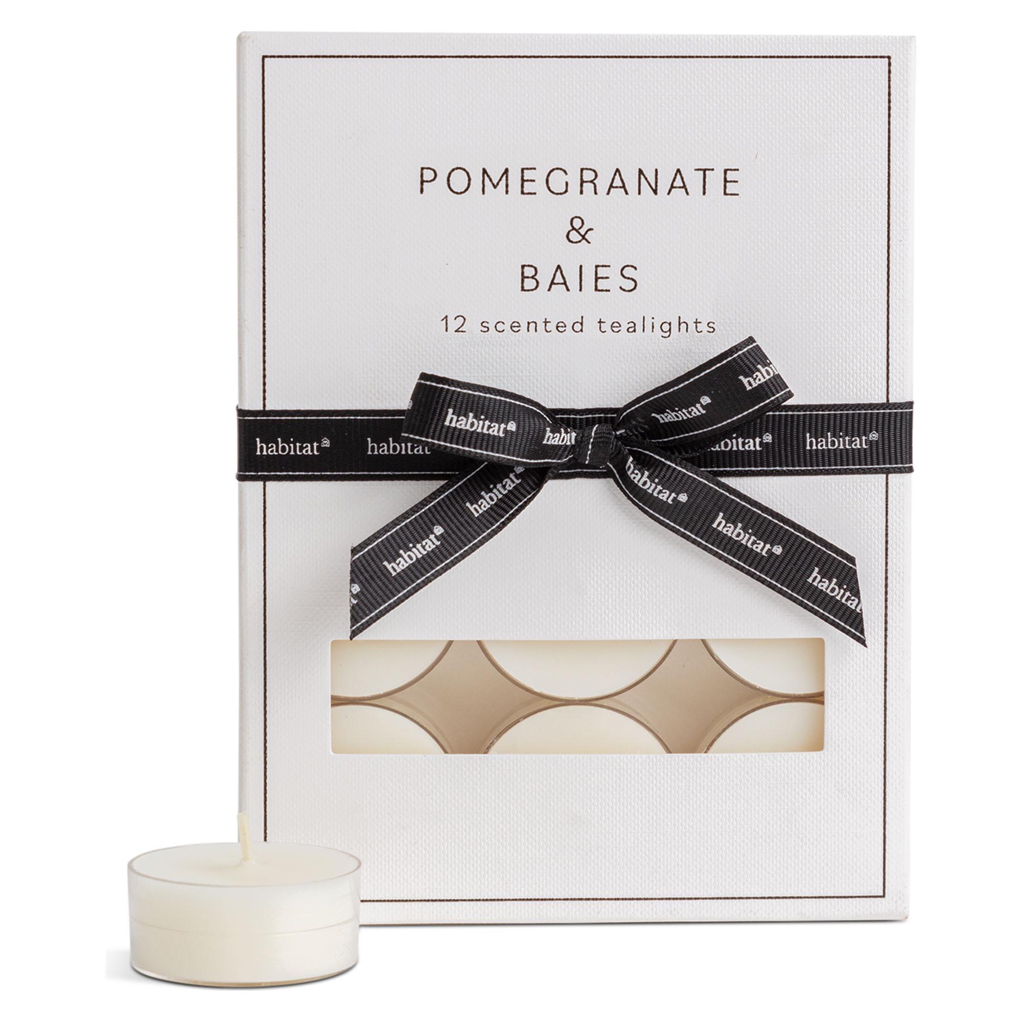 Habitat Luxe Pack of 12 Pomegranate & Baies Clear Cup Tealights