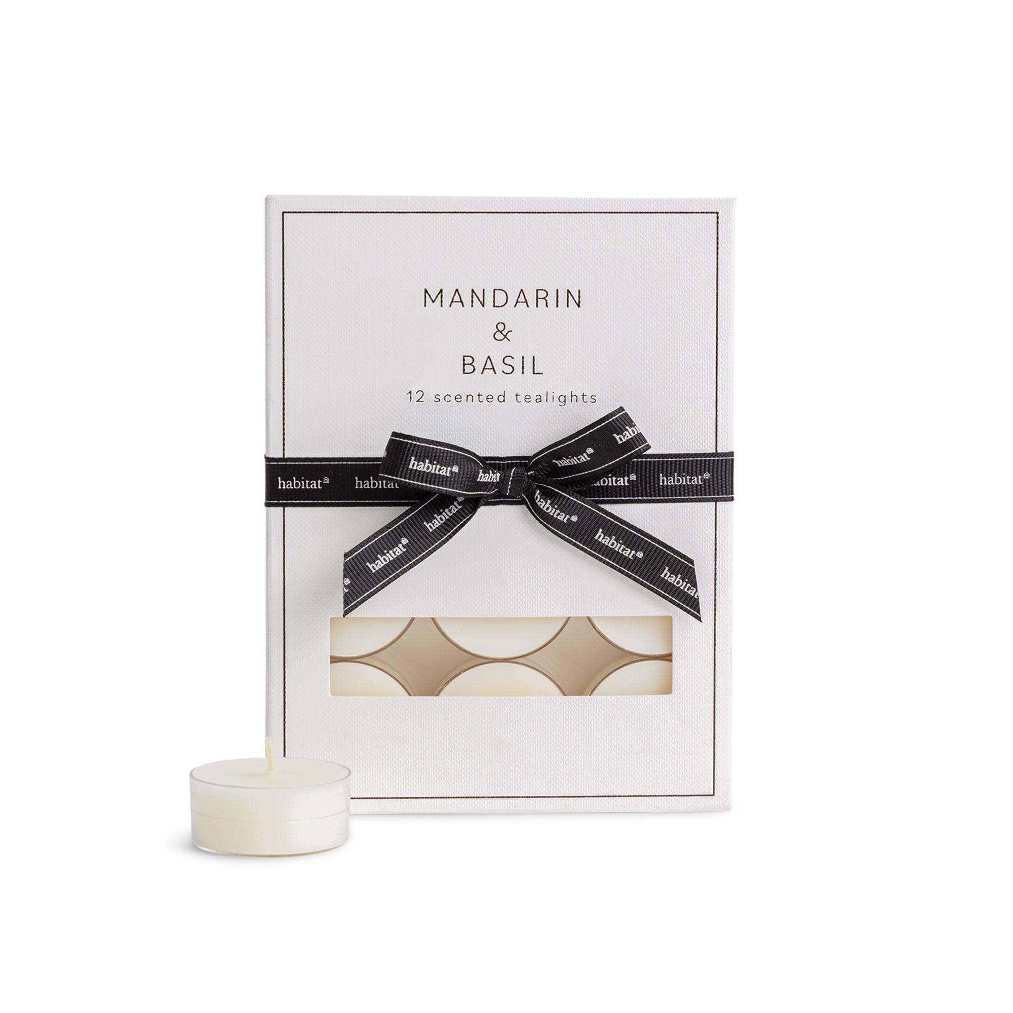 Habitat Luxe Pack of 12 Mandarin & Basil Clear Cup Tealights