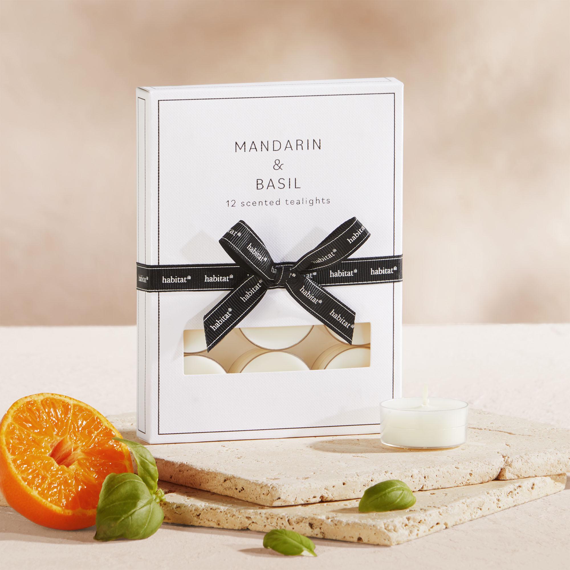 Habitat Luxe Pack of 12 Mandarin & Basil Clear Cup Tealights thumbnail 2