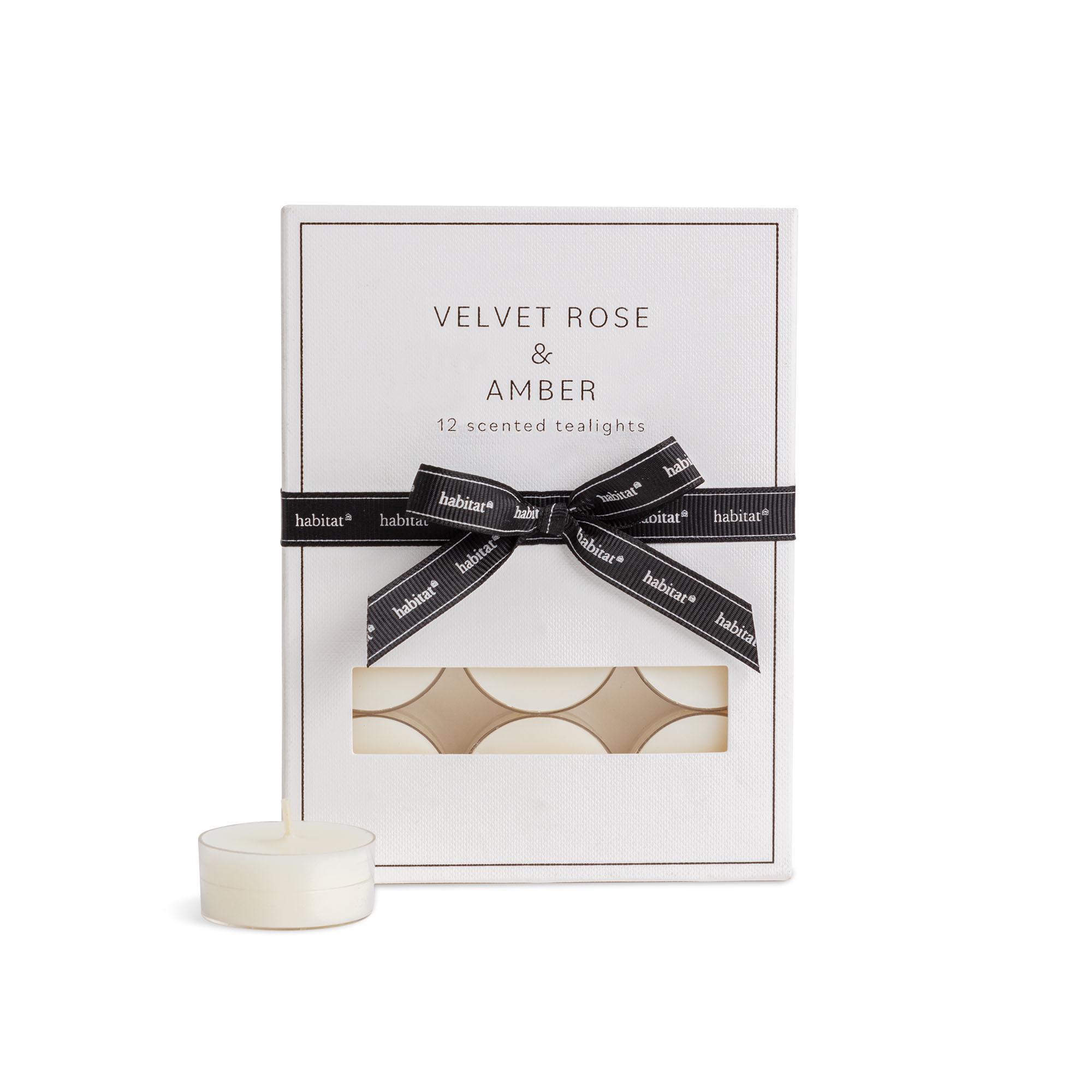 Habitat Luxe Pack of 12 Velvet Rose & Amber Clear Cup Tealights