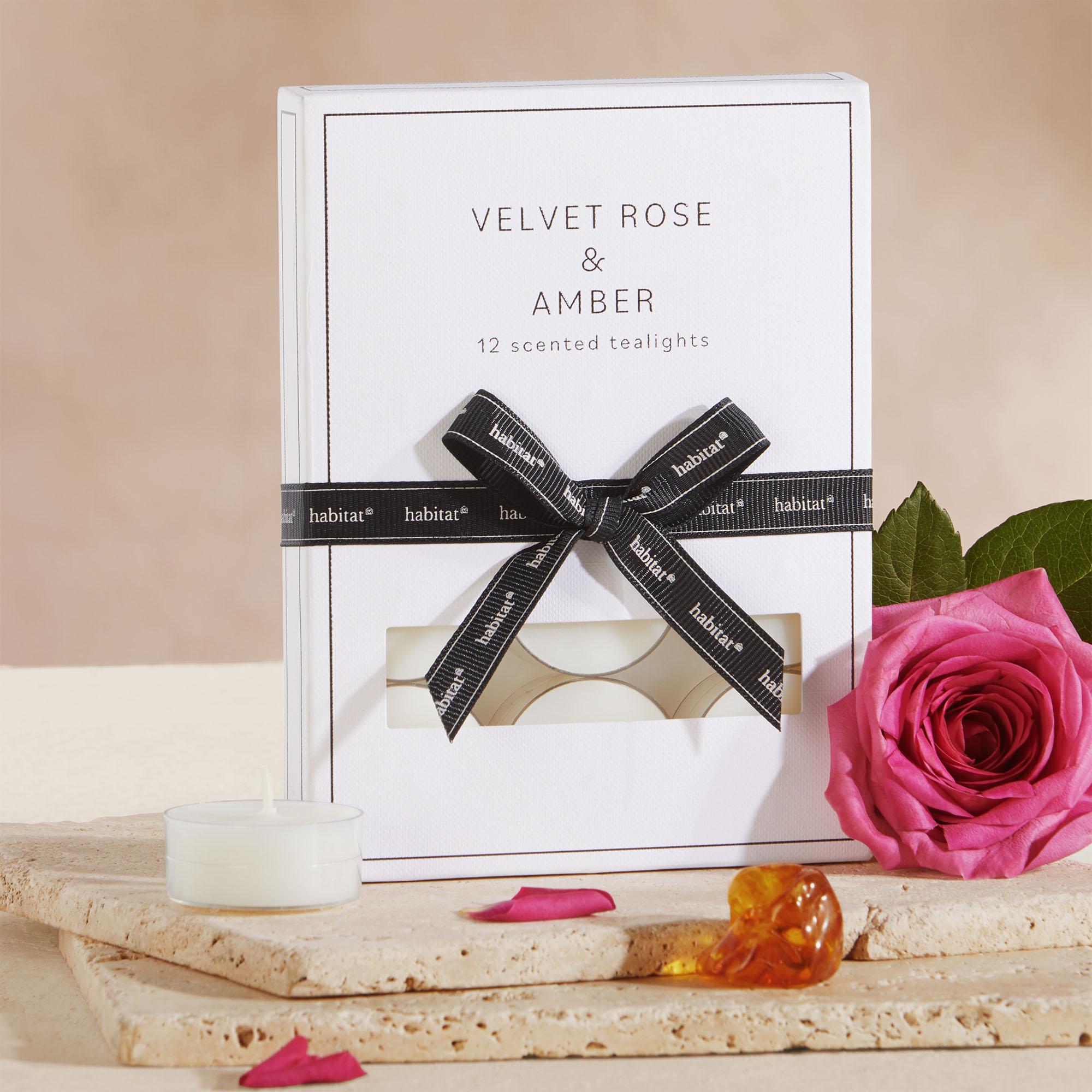 Habitat Luxe Pack of 12 Velvet Rose & Amber Clear Cup Tealights thumbnail 2