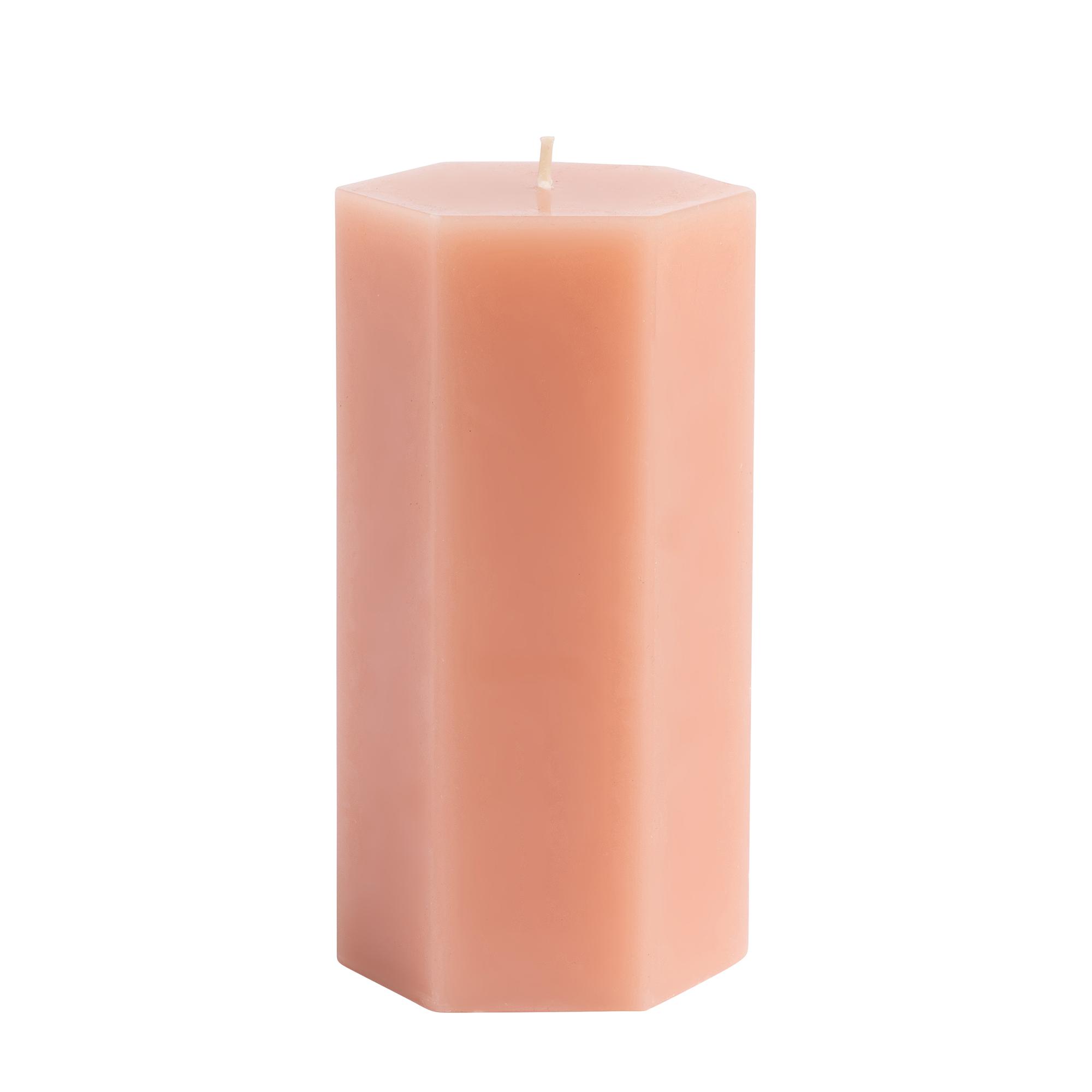 Habitat Large Hexagon Pillar Candle - Blush