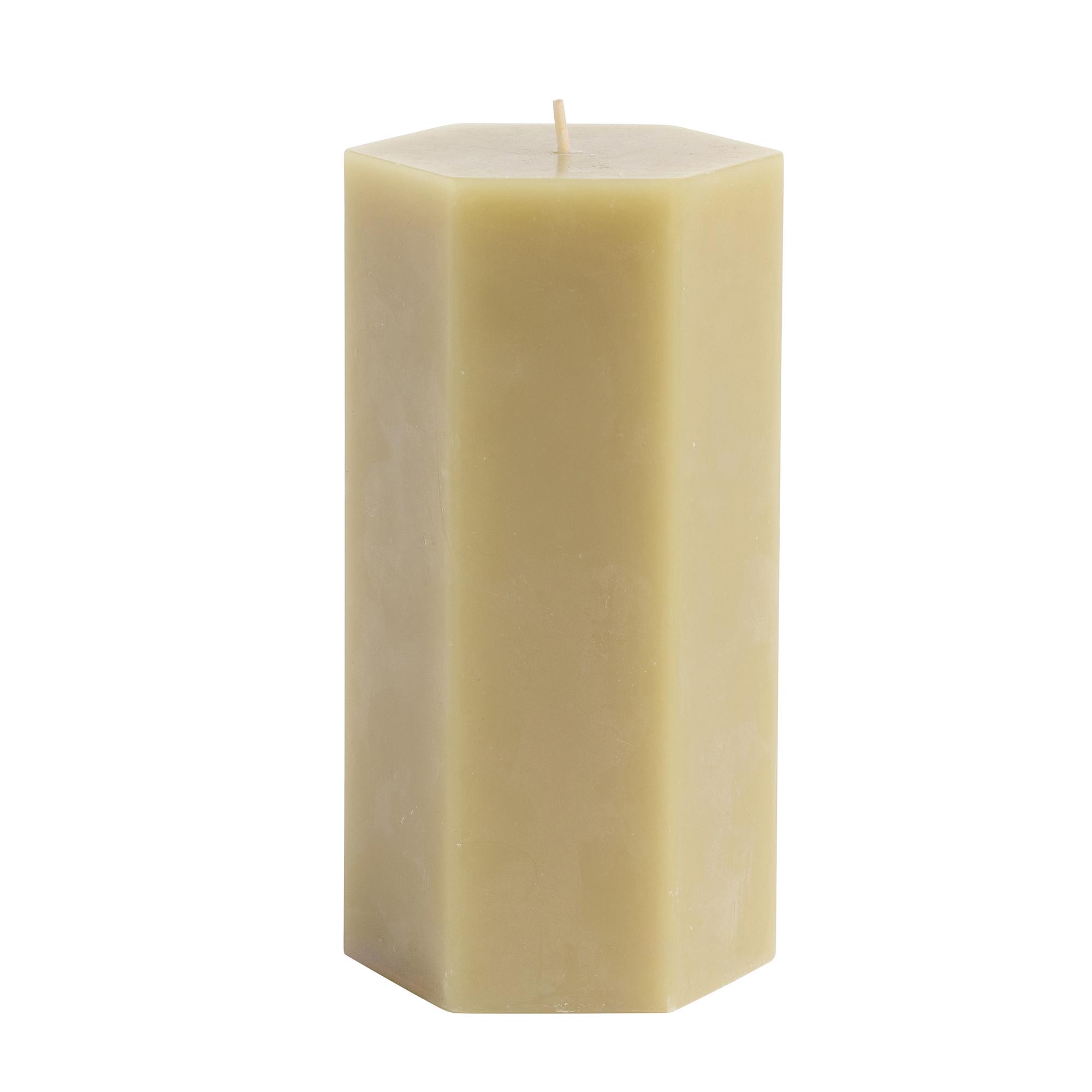 Habitat Large Hexagon Pillar Candle - Sage