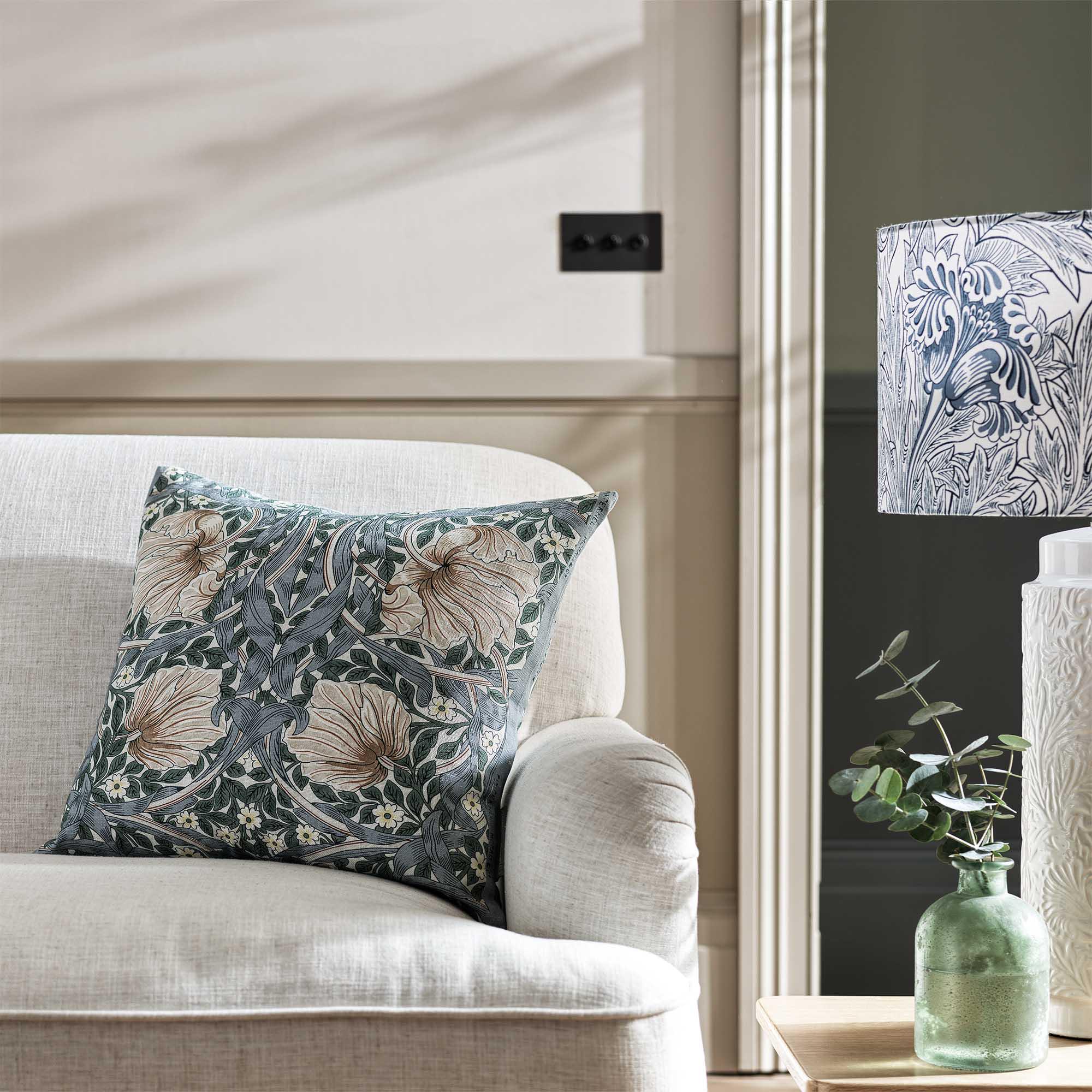 Habitat x Morris & Co. Pimpernel Cushion - Blue - 50x50cm thumbnail 3