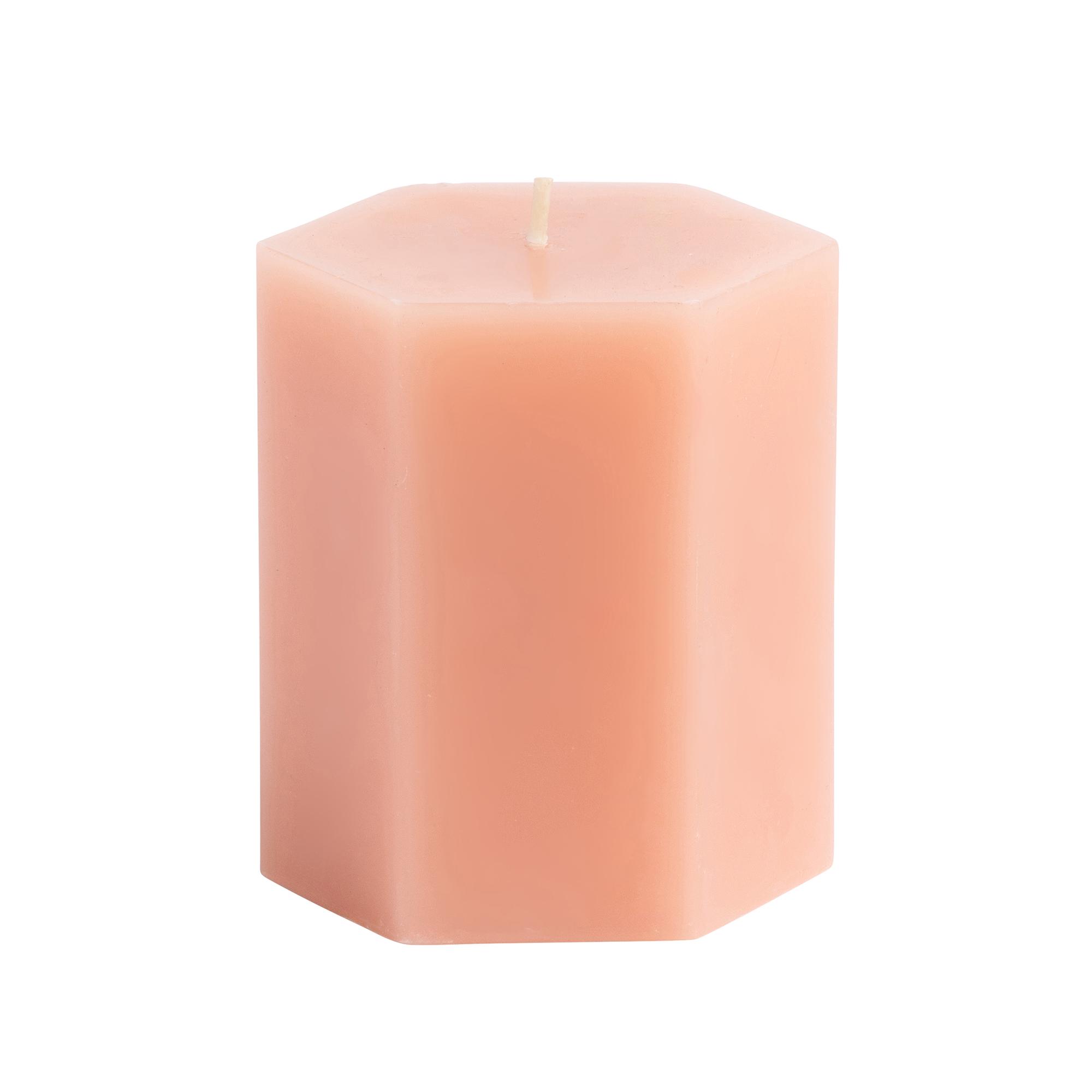 Habitat Small Hexagon Pillar Candle - Blush