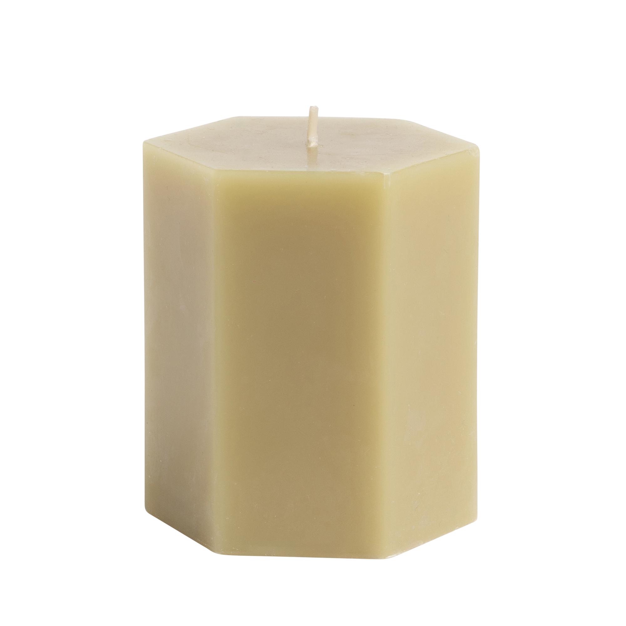 Habitat Small Hexagon Pillar Candle - Sage