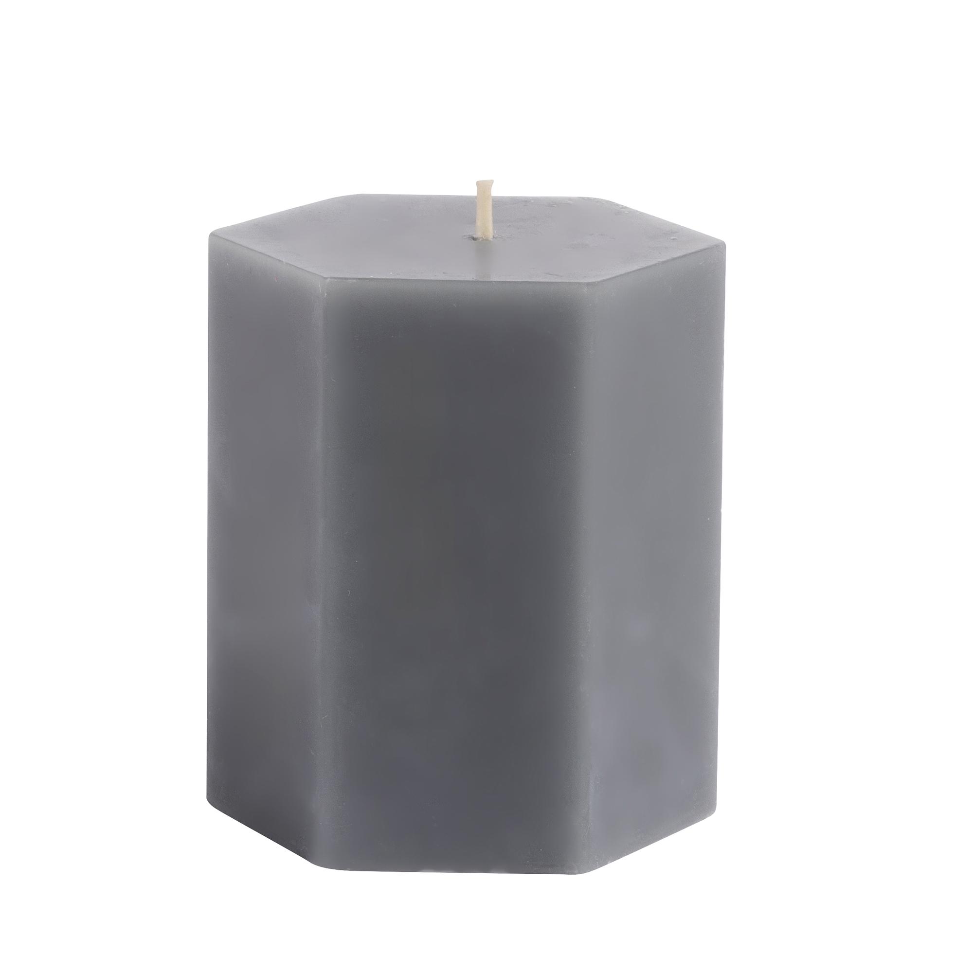 Habitat Small Hexagon Pillar Candle - Grey