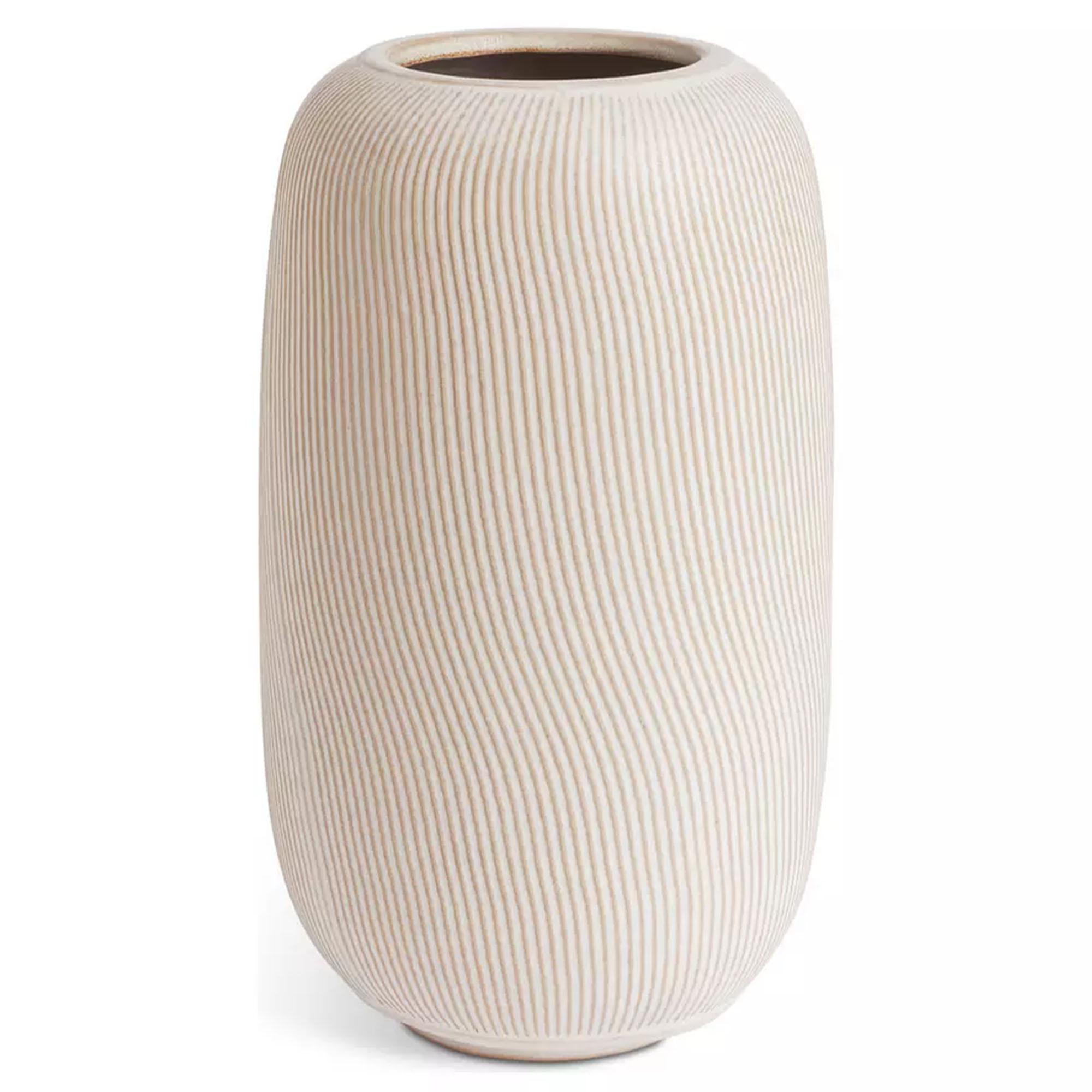Habitat Large Ribbed Ceramic Vase - Natural