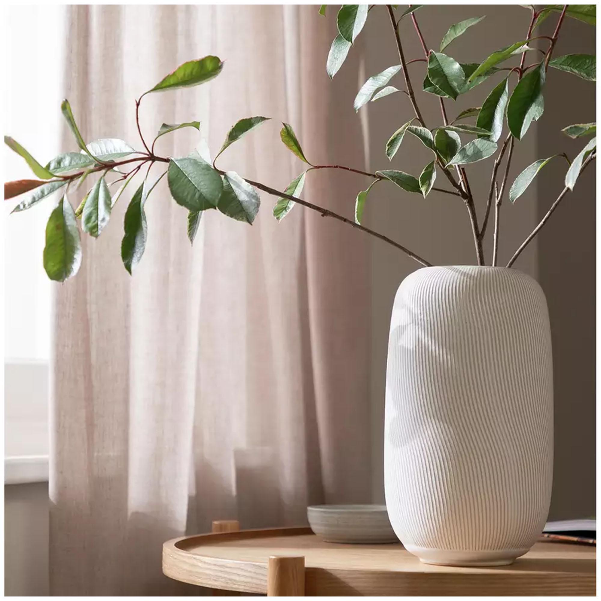 Habitat Large Ribbed Ceramic Vase - Natural thumbnail 2