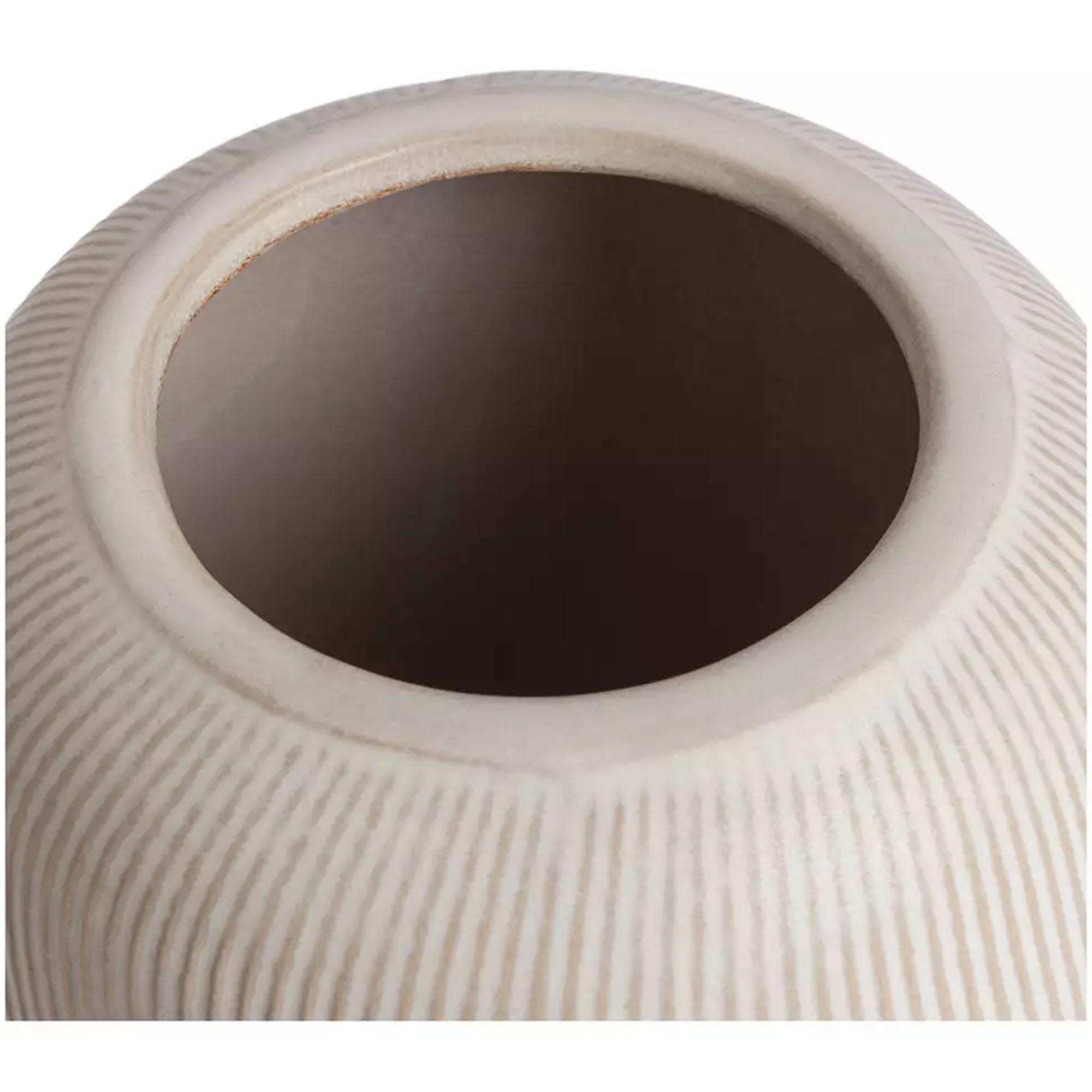 Habitat Large Ribbed Ceramic Vase - Natural thumbnail 3