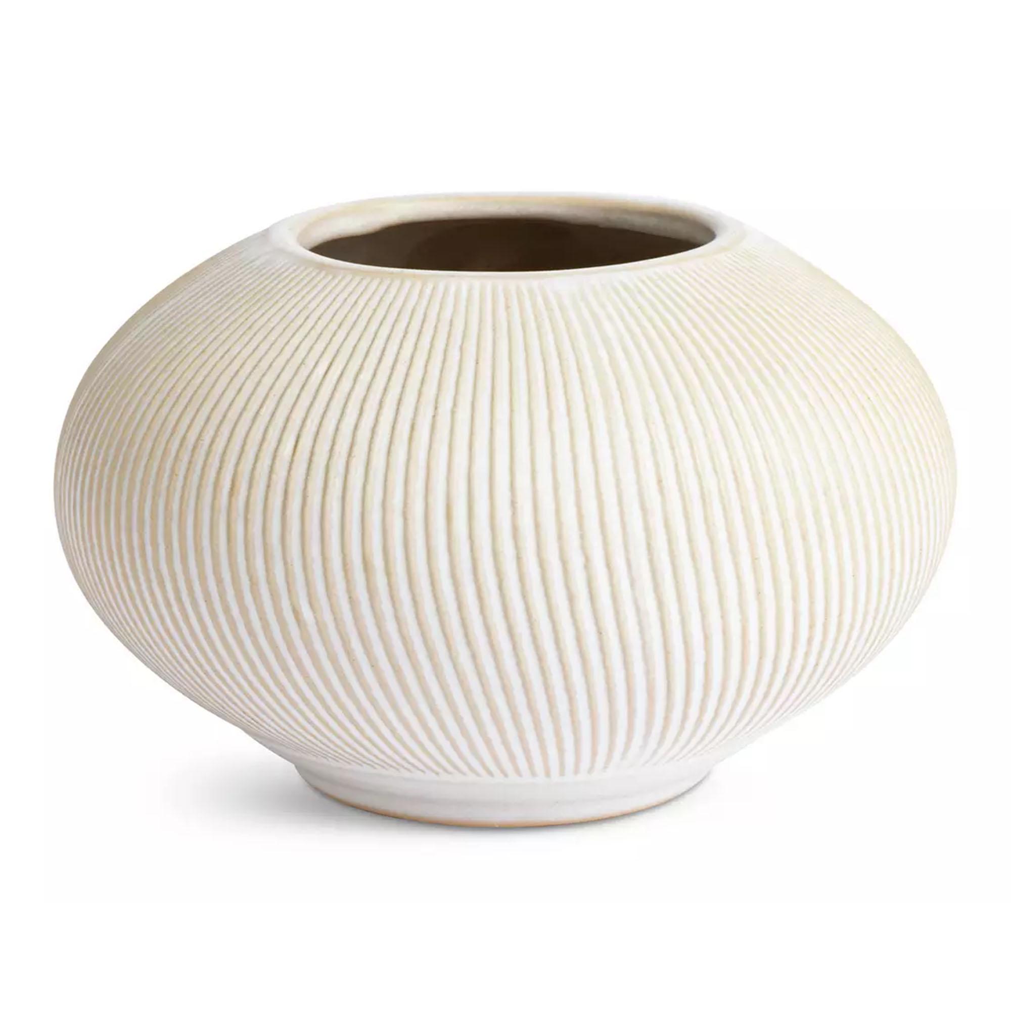 Habitat Small Ribbed Ceramic Vase - Natural