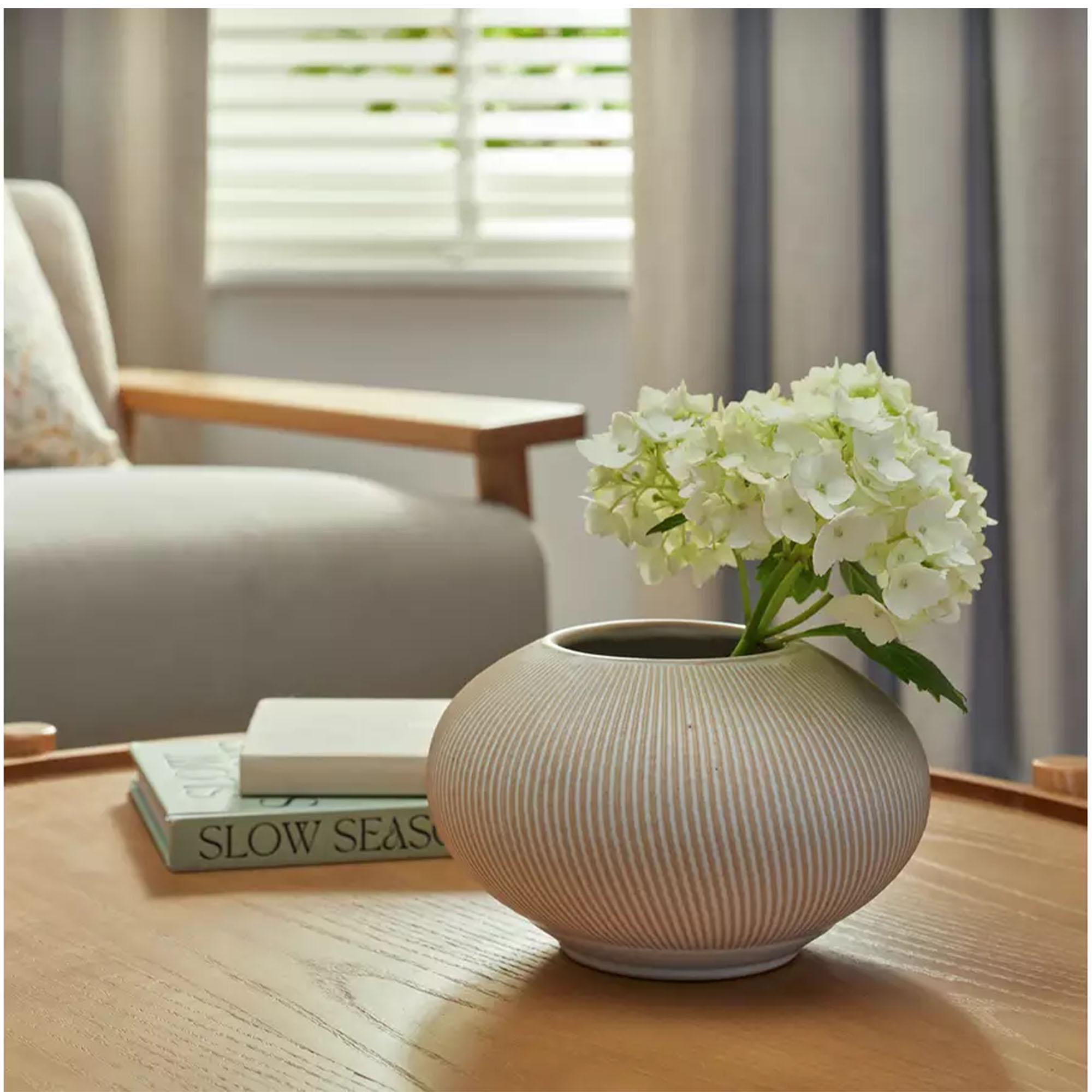 Habitat Small Ribbed Ceramic Vase - Natural thumbnail 3