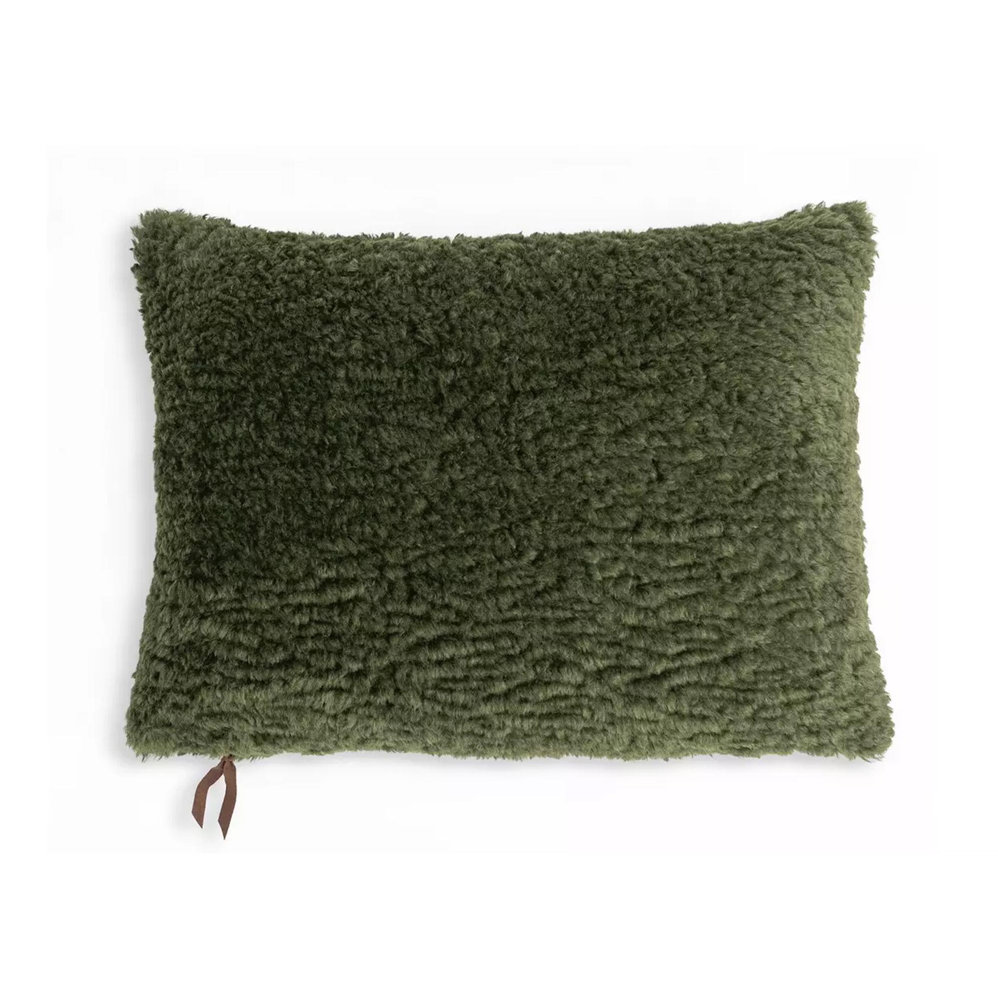 Habitat Shearling Cushion - Moss Green - 55x40cm thumbnail 2