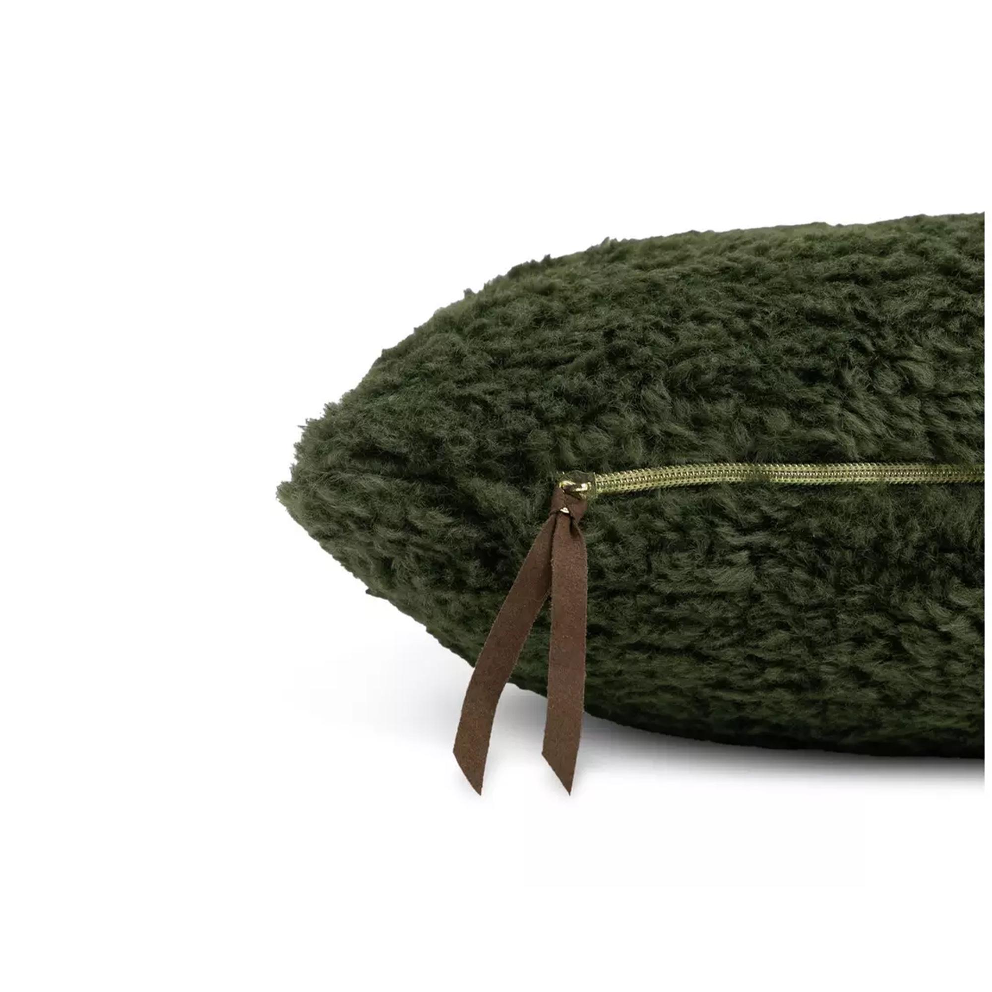 Habitat Shearling Cushion - Moss Green - 55x40cm thumbnail 5