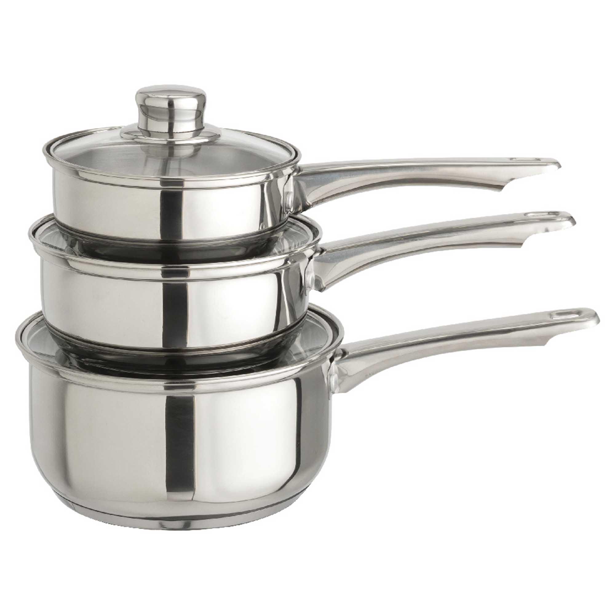 Sainsbury's Home Stainless Steel 3 Piece Saucepan Set thumbnail 3
