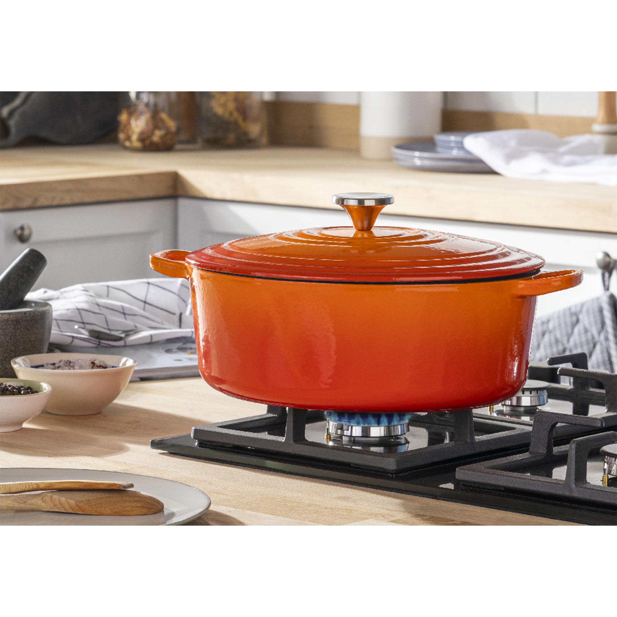 Habitat 4.7 Litre Cast Iron Oval Casserole Dish - Orange thumbnail 2