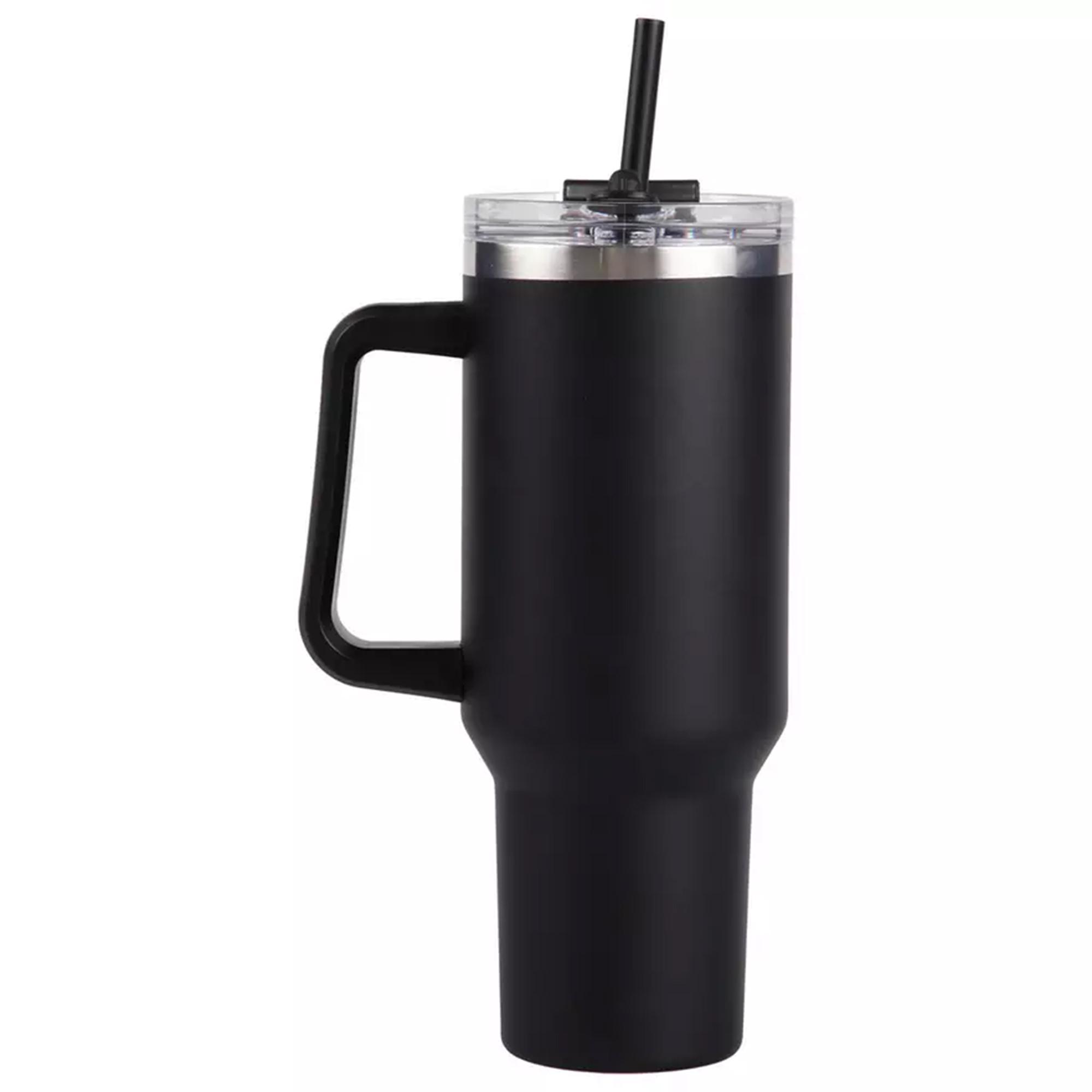 Sainsbury's Home Black Handle Stainless Steel Travel Coffee Mug - 1180ml