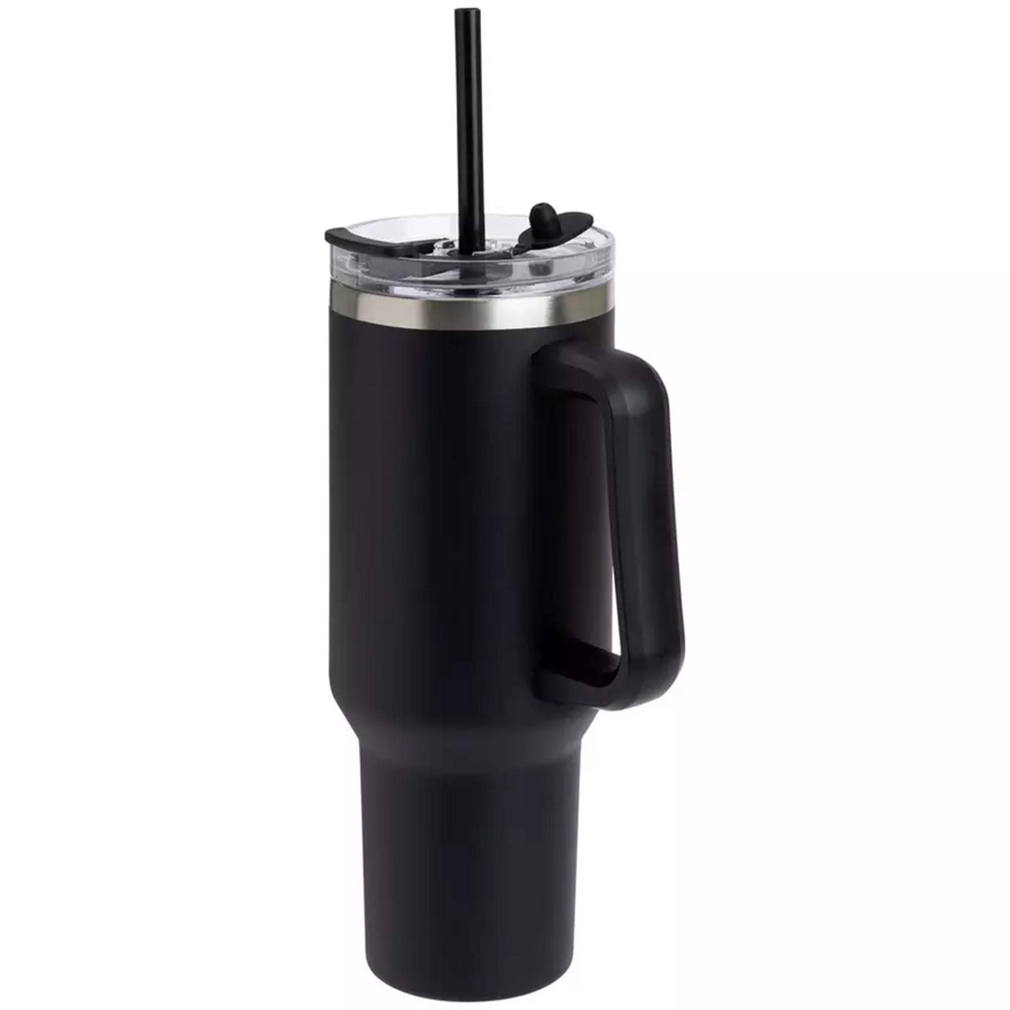 Sainsbury's Home Black Handle Stainless Steel Travel Coffee Mug - 1180ml thumbnail 2