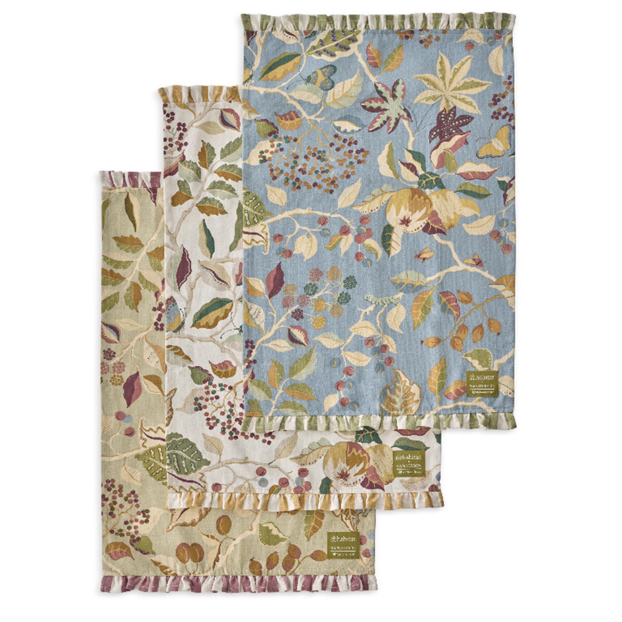 Habitat x Sanderson & National Trust Pack of 3 Tea Towels Berries with Frill