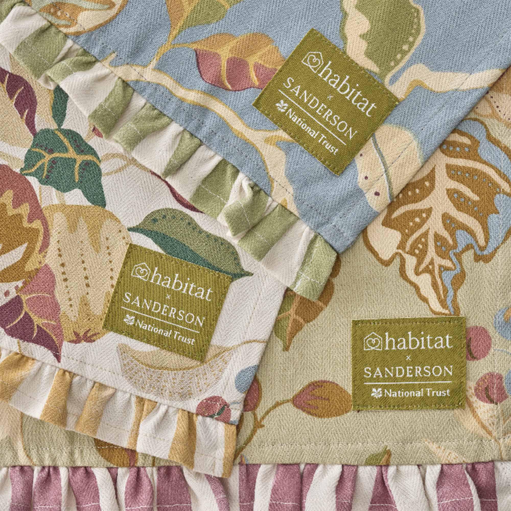 Habitat x Sanderson & National Trust Pack of 3 Tea Towels Berries with Frill thumbnail 2