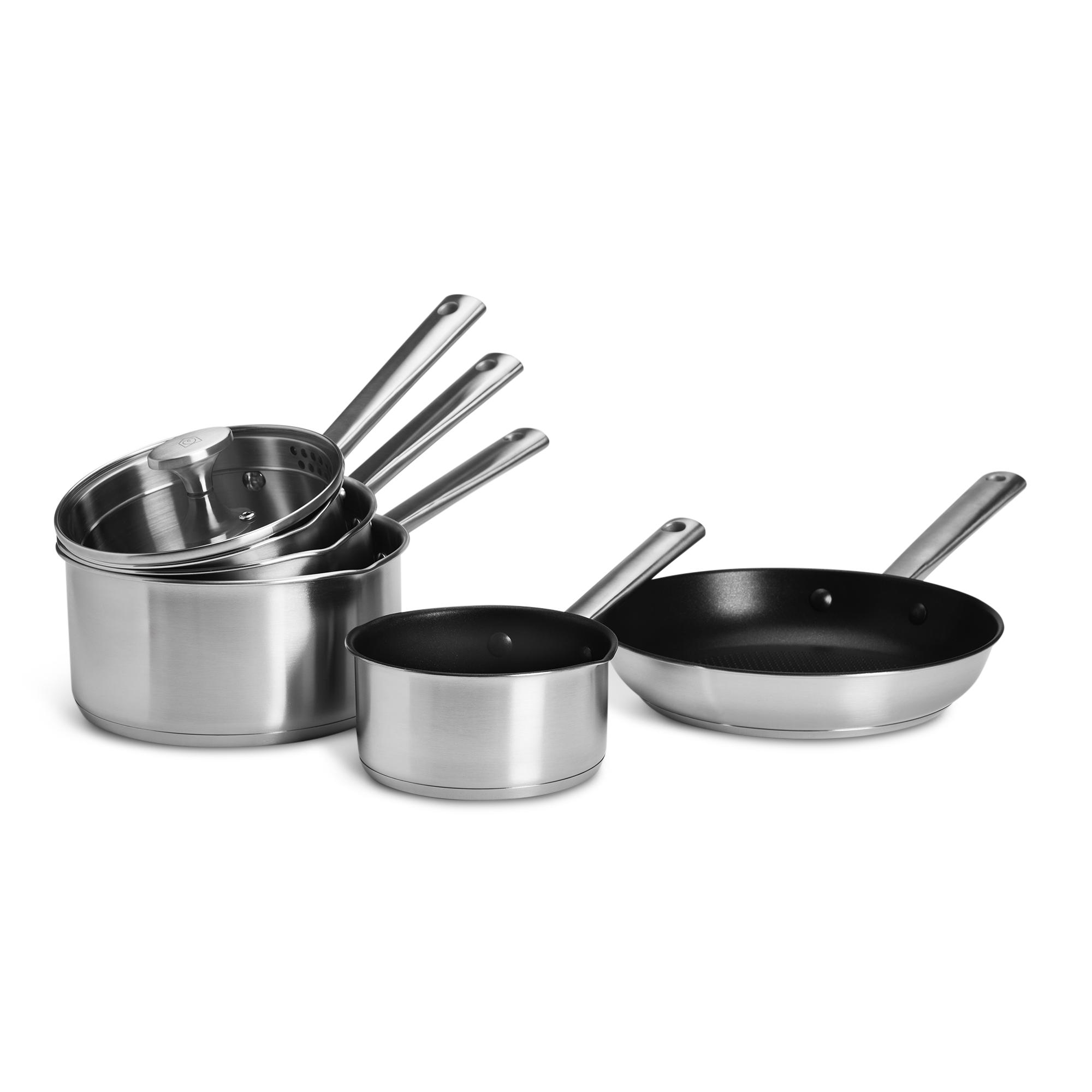 Habitat Ellipse Brushed 5 Piece Stainless Steel Pan Set