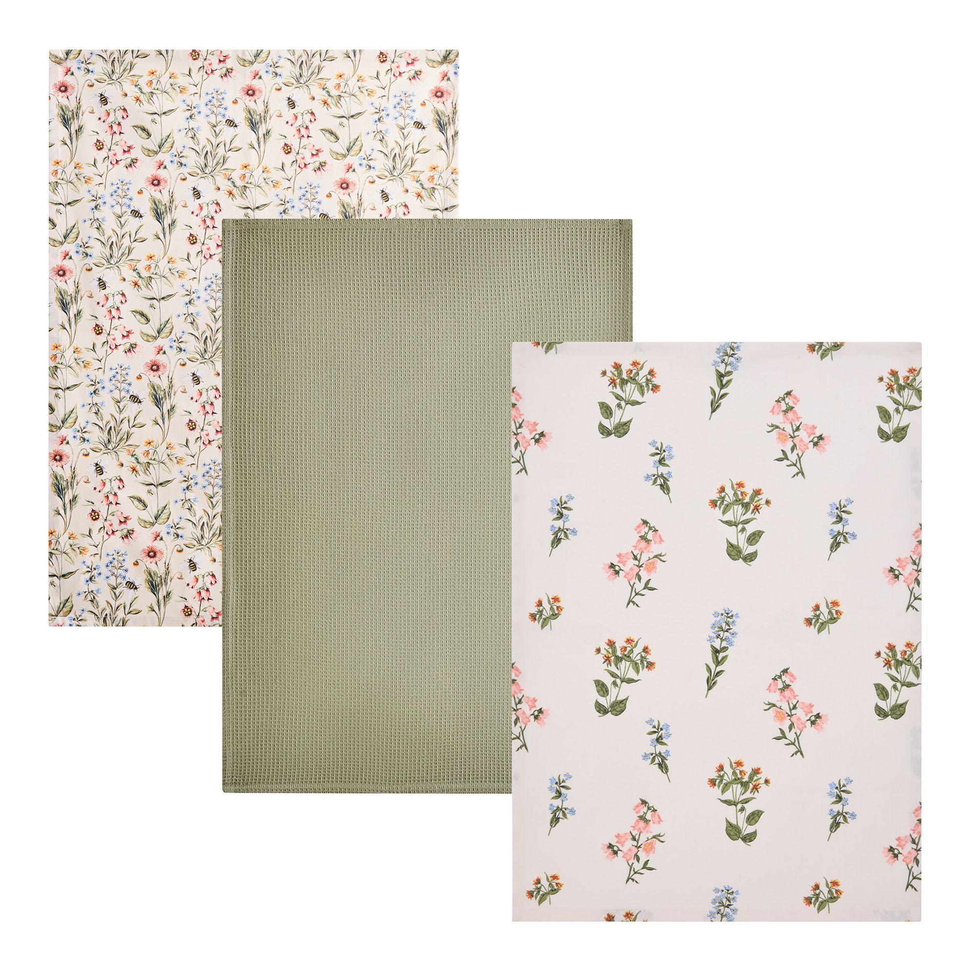 Sainsbury's Home Bee Floral Set of 3 Tea towels