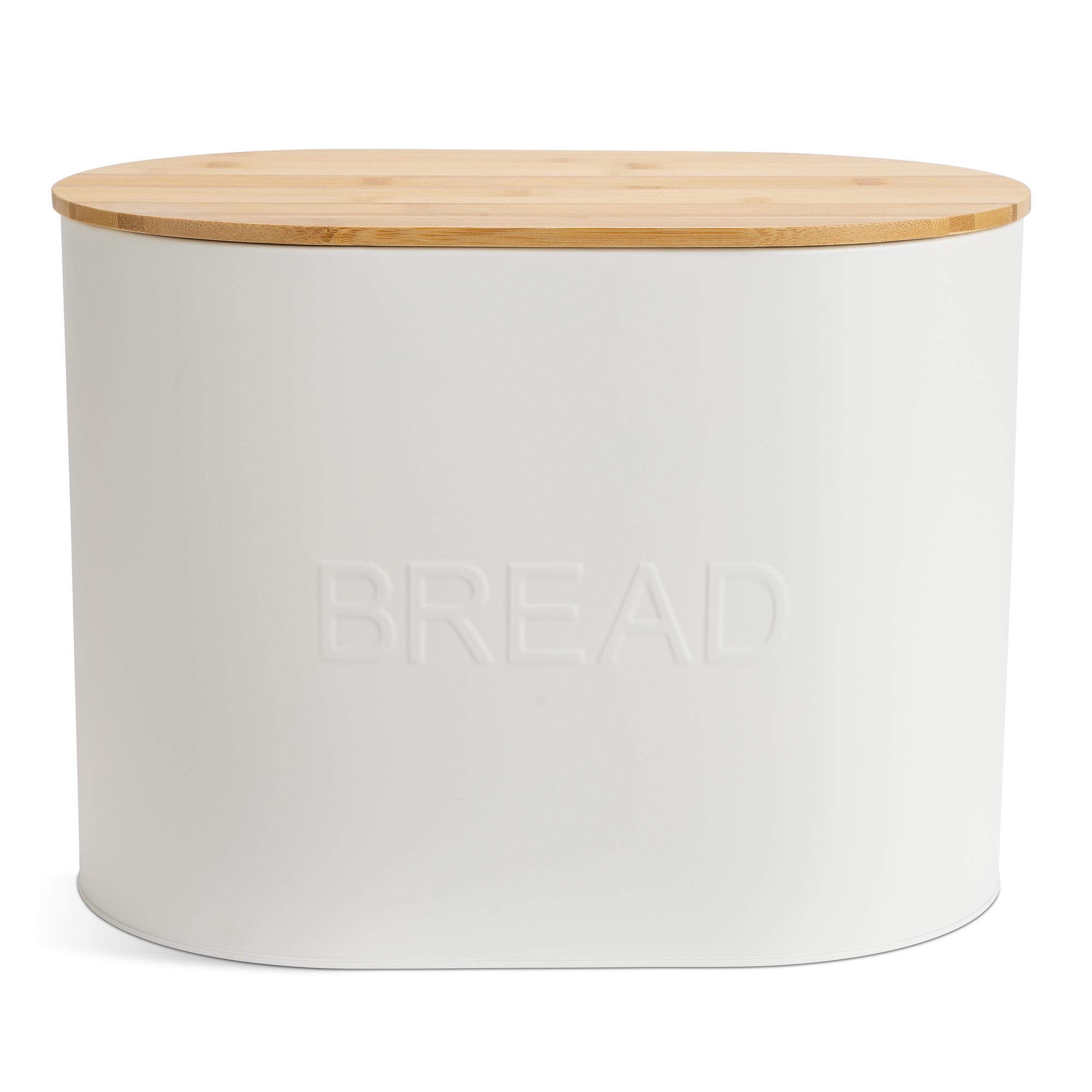 Habitat Embossed Text Carbon Steel Bread Bin