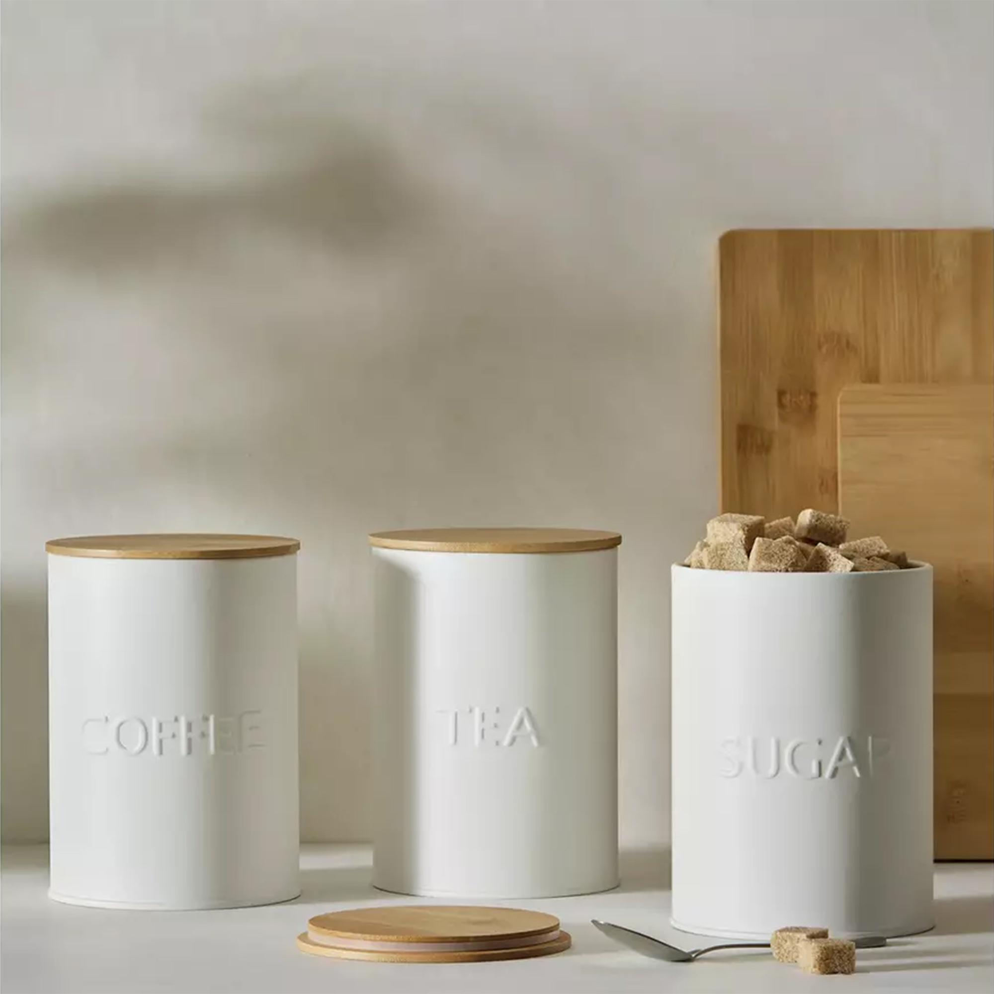 Habitat Embossed Text Pack of 3 Canisters - White thumbnail 2