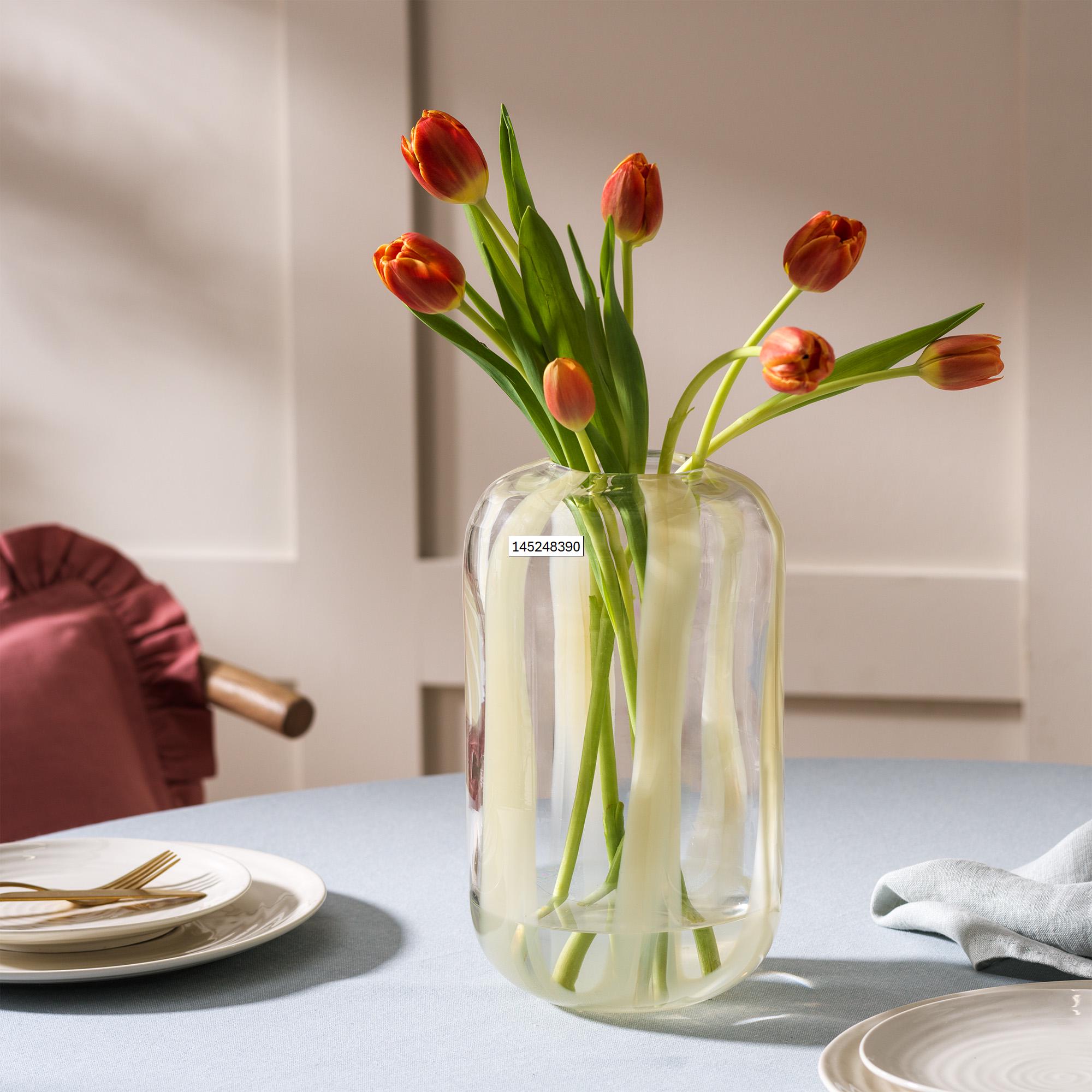 Habitat Art Glass Stripe Vase - Buttermilk thumbnail 2