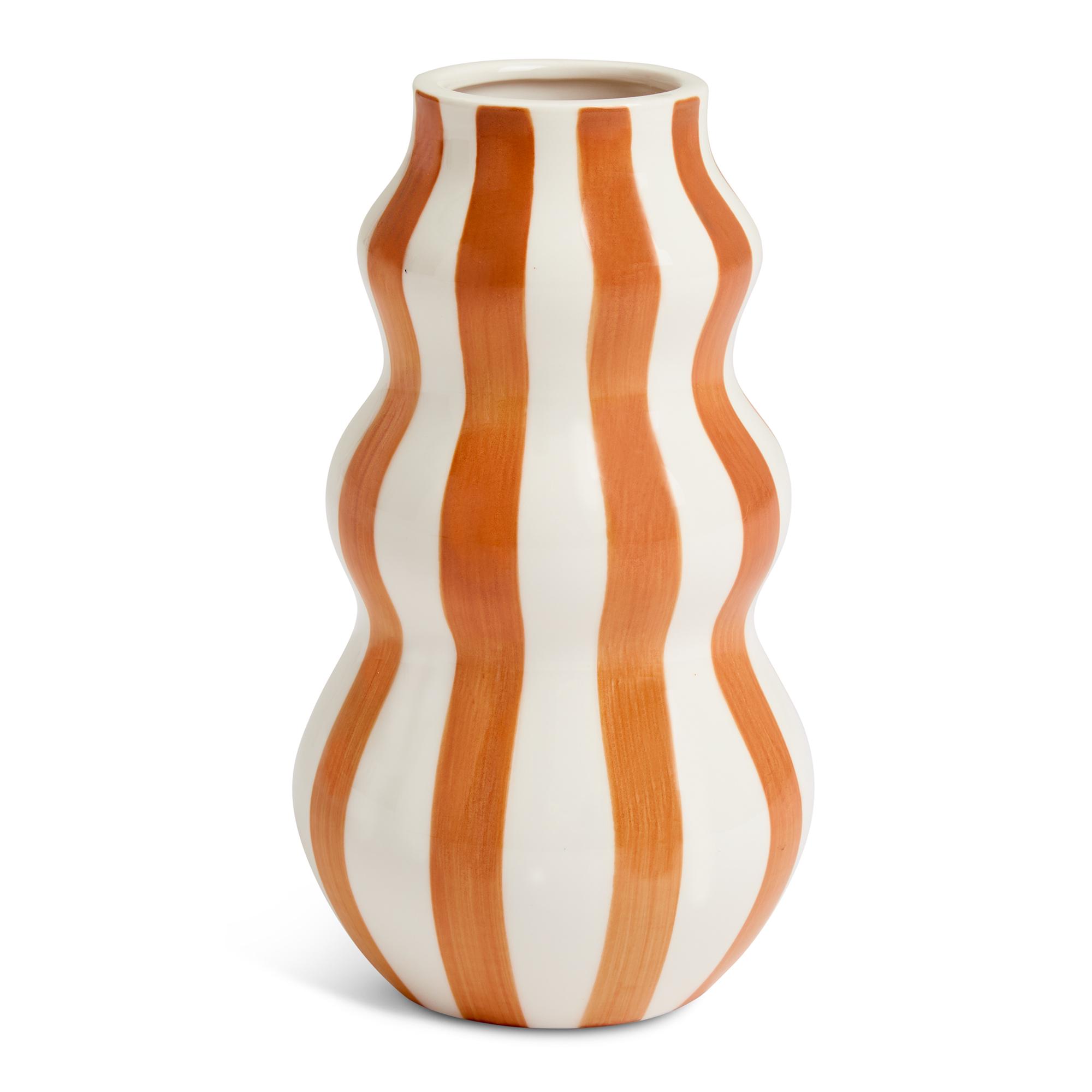 Habitat Hand Painted Rust Stripe Vase