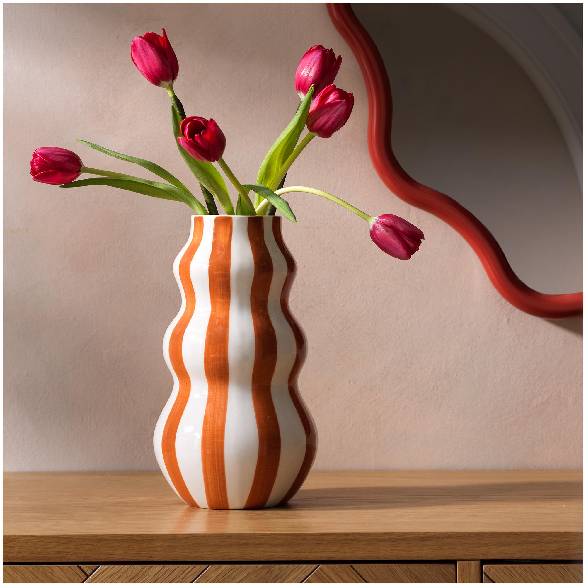 Habitat Hand Painted Rust Stripe Vase thumbnail 2