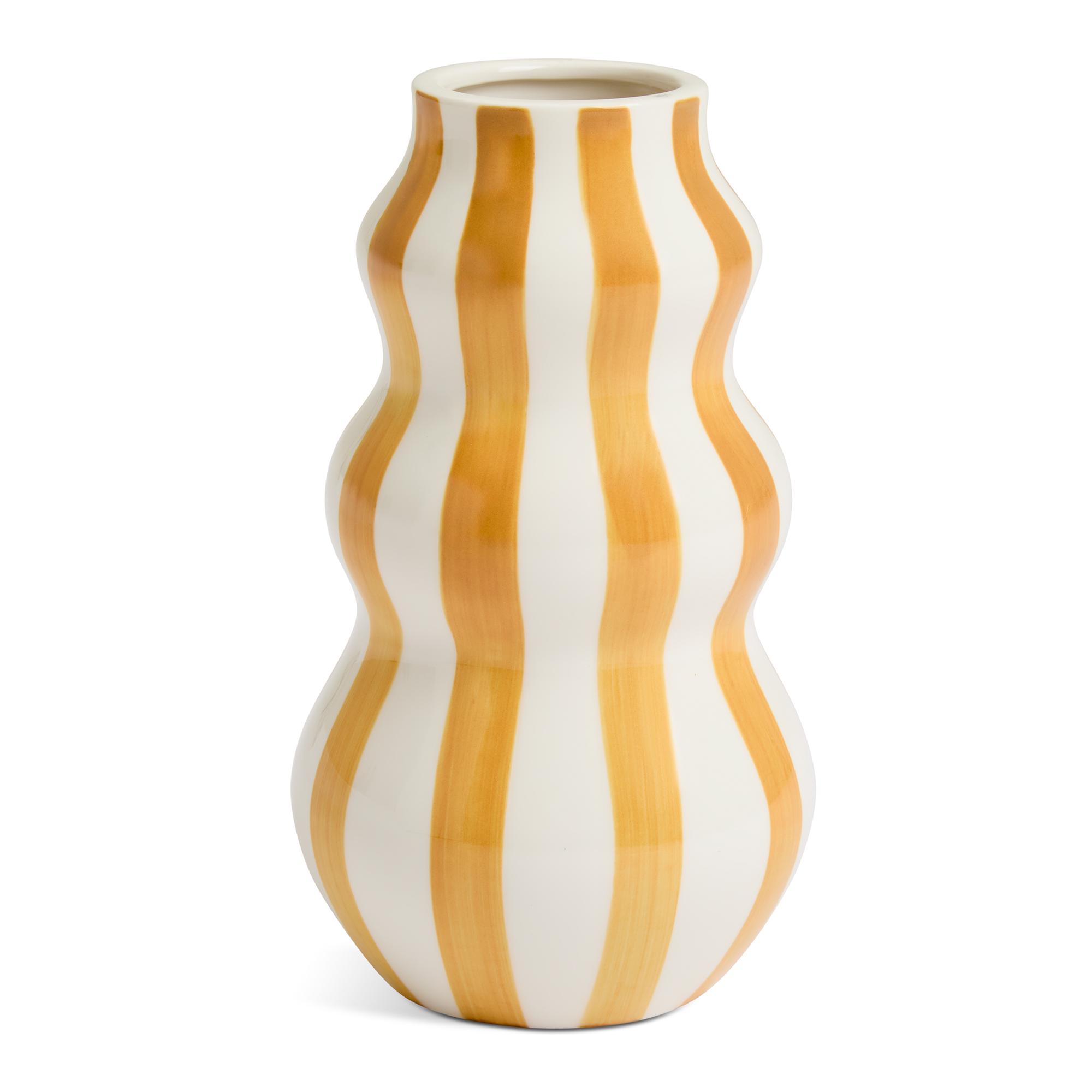 Habitat Hand Painted Stripe Vase - Mustard