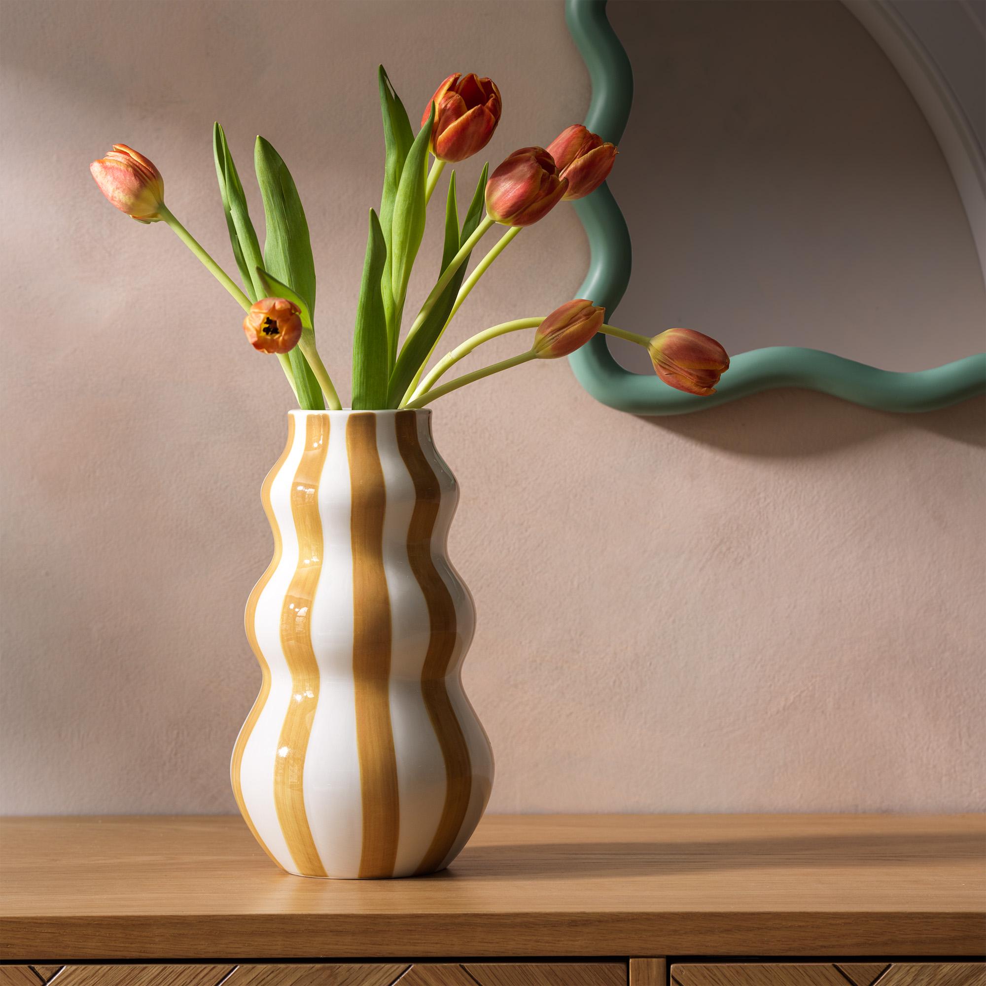 Habitat Hand Painted Stripe Vase - Mustard thumbnail 2
