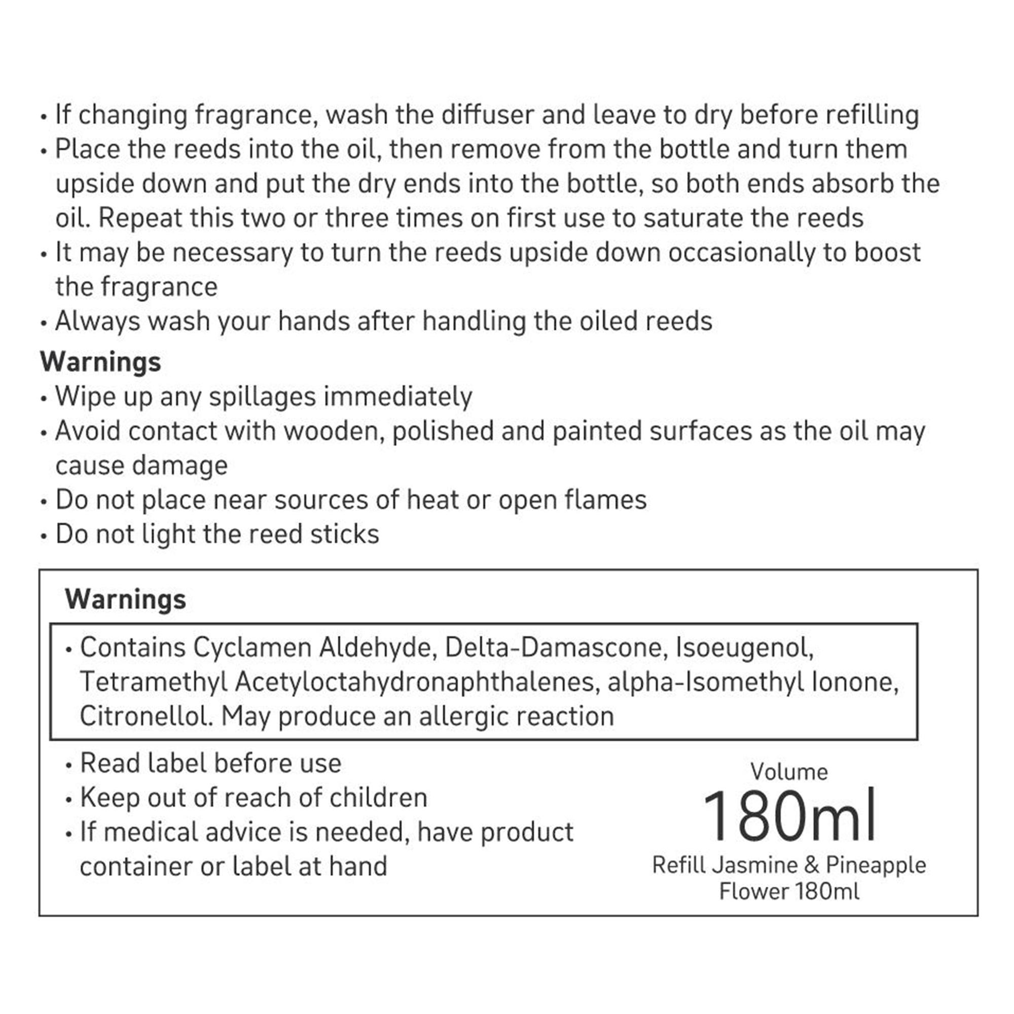 Habitat 180ml Scented Diffuser Refill - Jasmine & Pineapple Flower thumbnail 2
