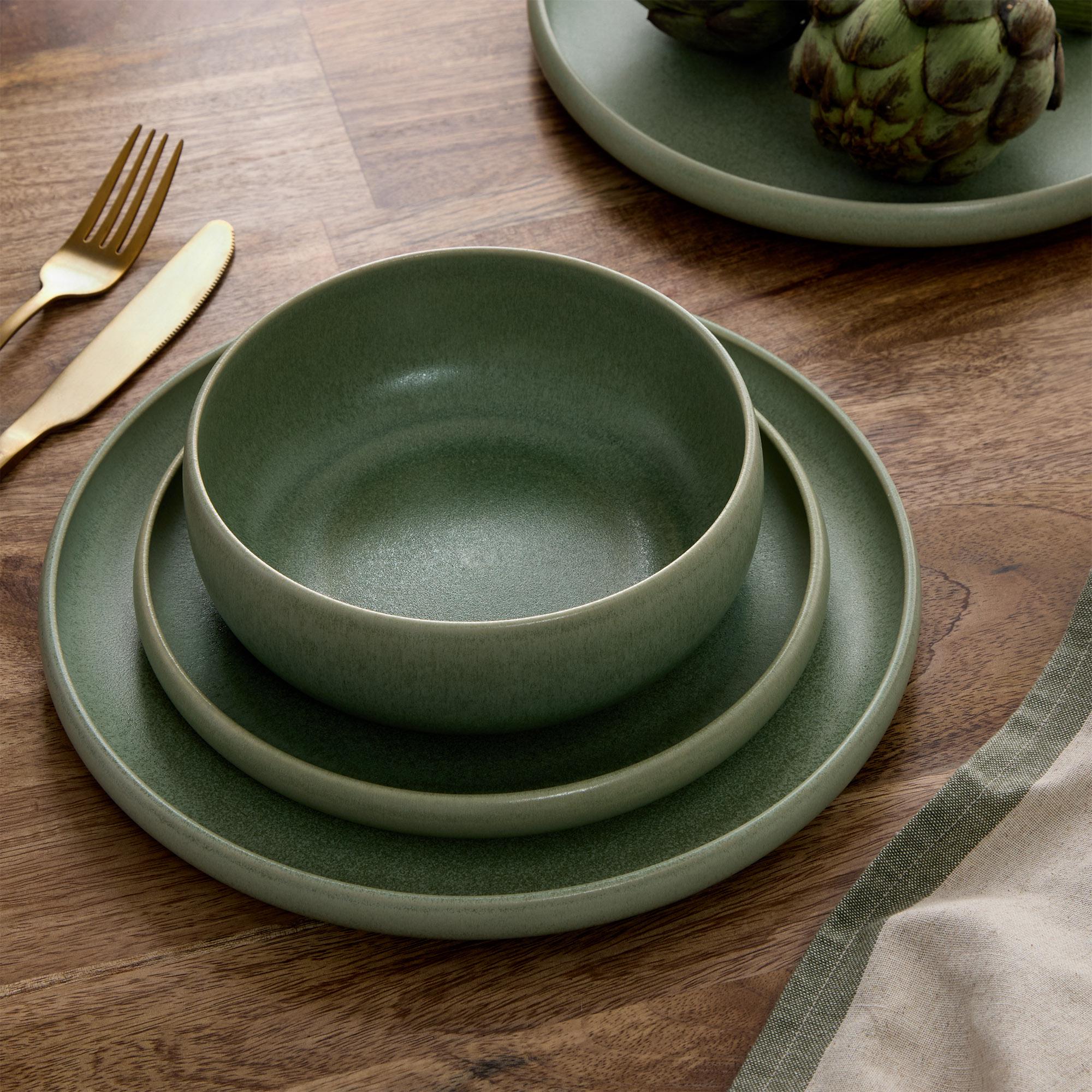 Habitat Nona Stoneware Dinner Plate - Green thumbnail 3