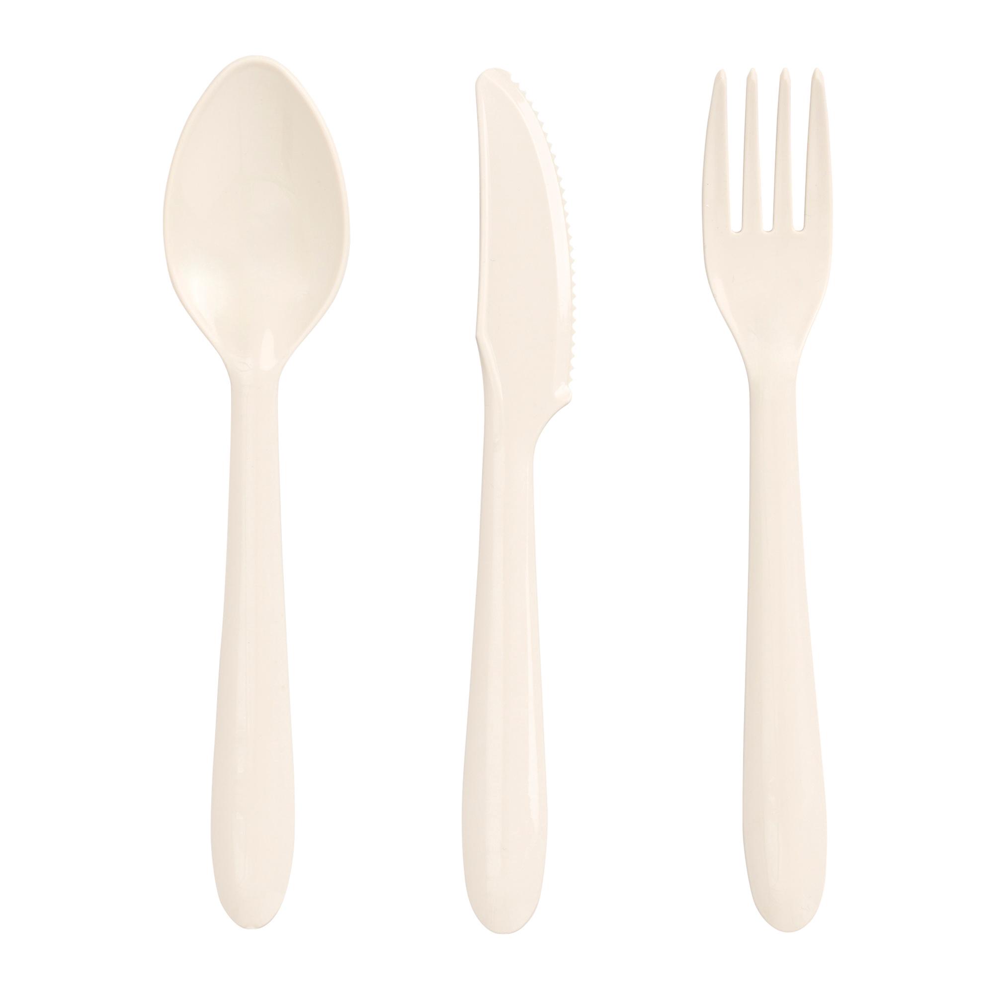 Sainsbury's Home Pack of 24 Reusable Plastic Forks Knives Spoons Cutlery