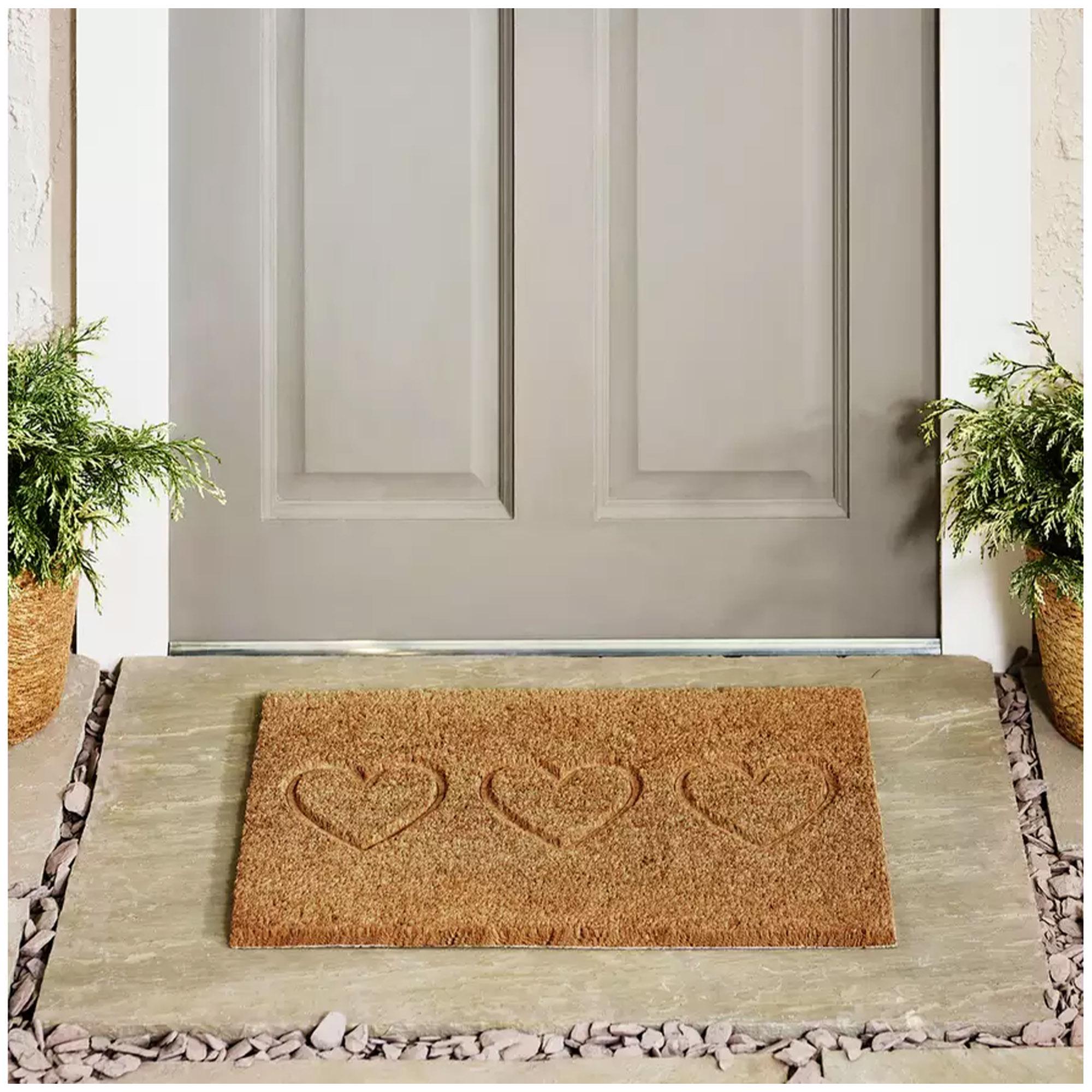 Sainsbury's Home Hearts Debossed Coir Doormat - 40x60cm