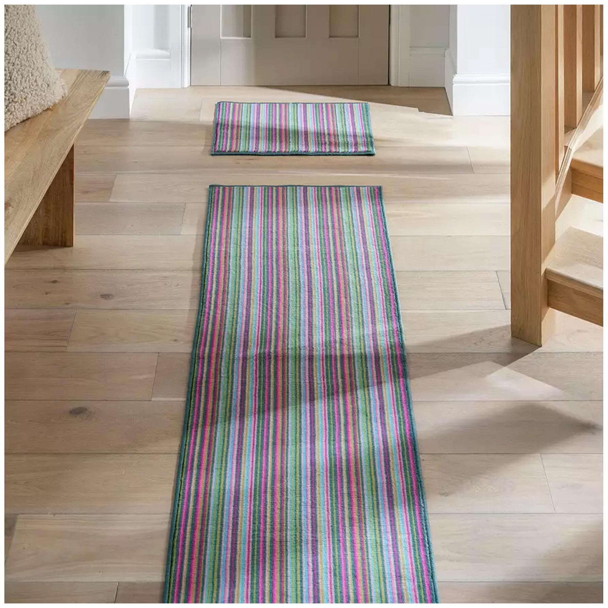 Sainsbury's Home Washable Bright Stripe Runner & Mat Set - 180x57cm