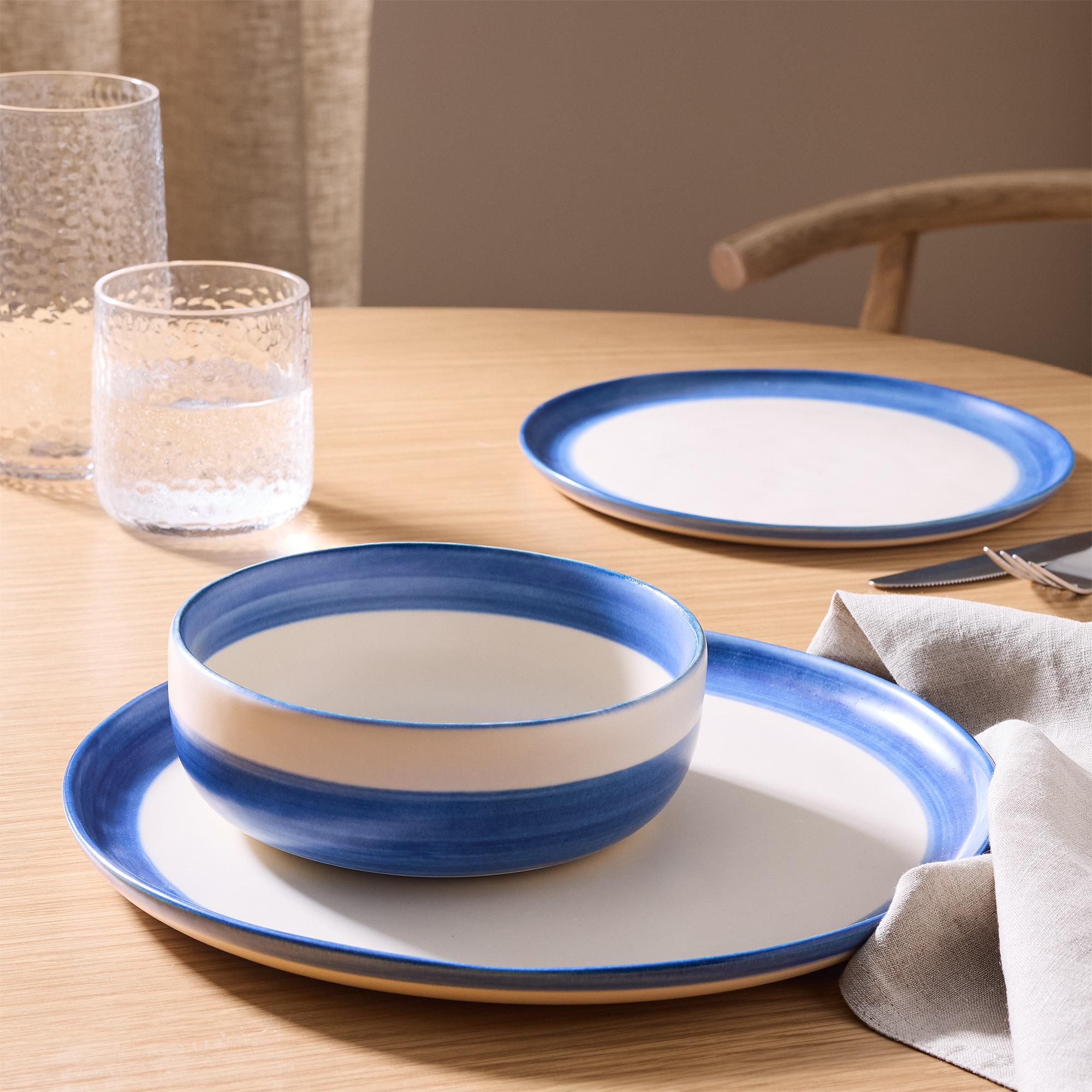 Habitat Artisan Stripe Stoneware Cereal Bowl - Blue thumbnail 2