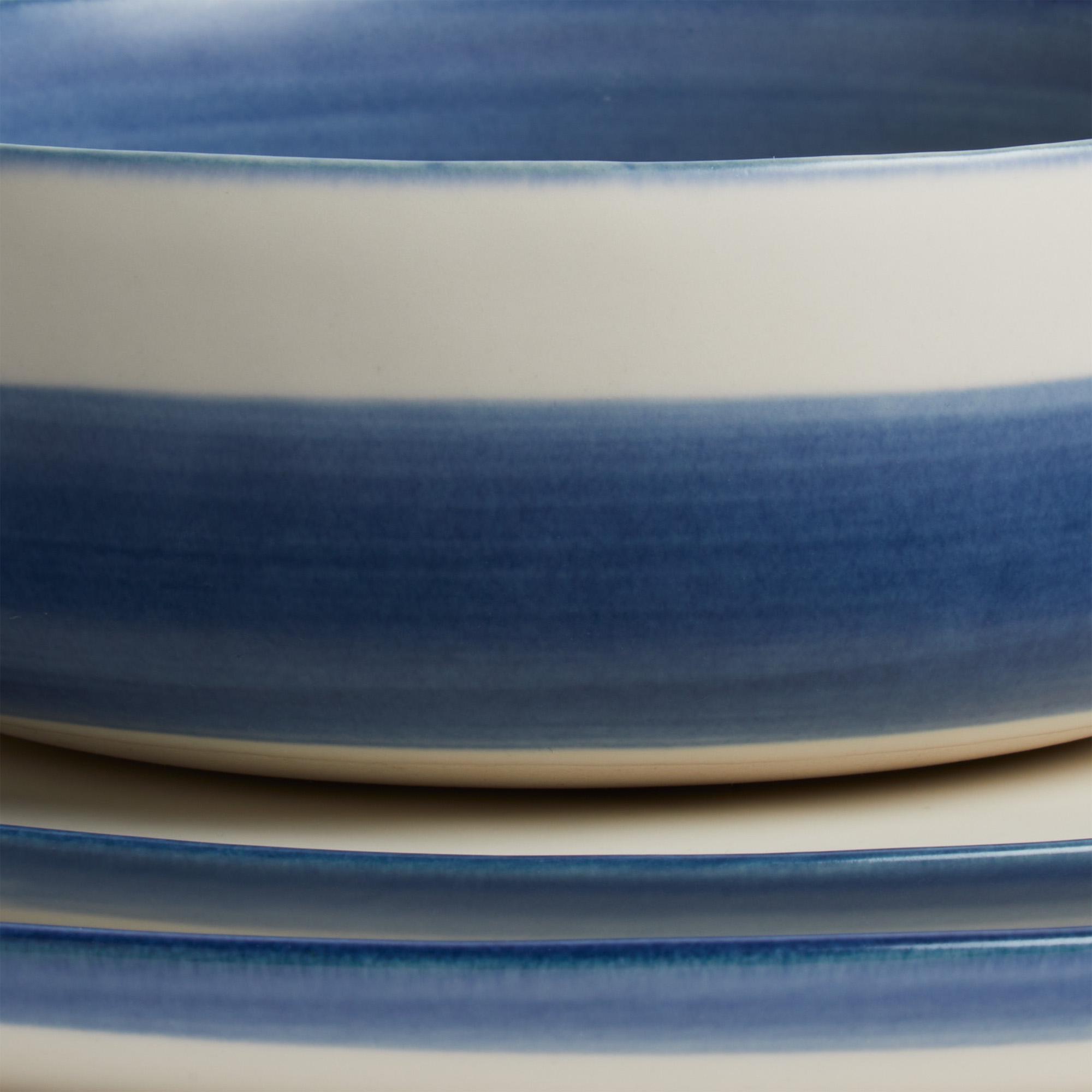 Habitat Artisan Stripe Stoneware Cereal Bowl - Blue thumbnail 4