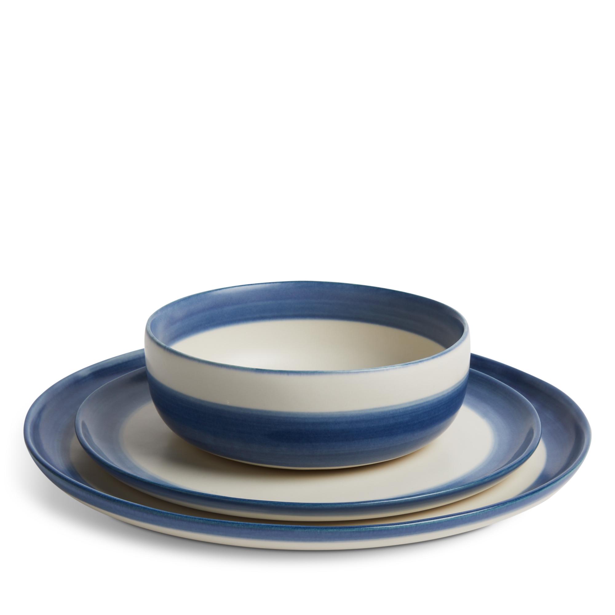 Habitat Artisan Stripe Stoneware Cereal Bowl - Blue thumbnail 5