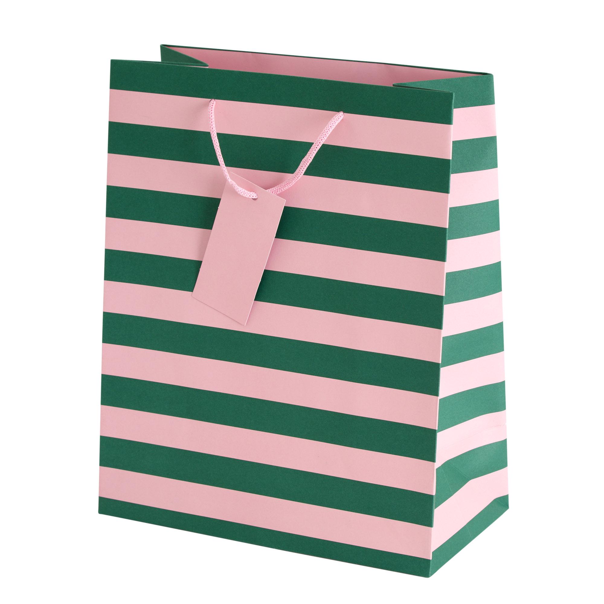 Sainsbury's Home Green & Pink Stripe Large Bag
