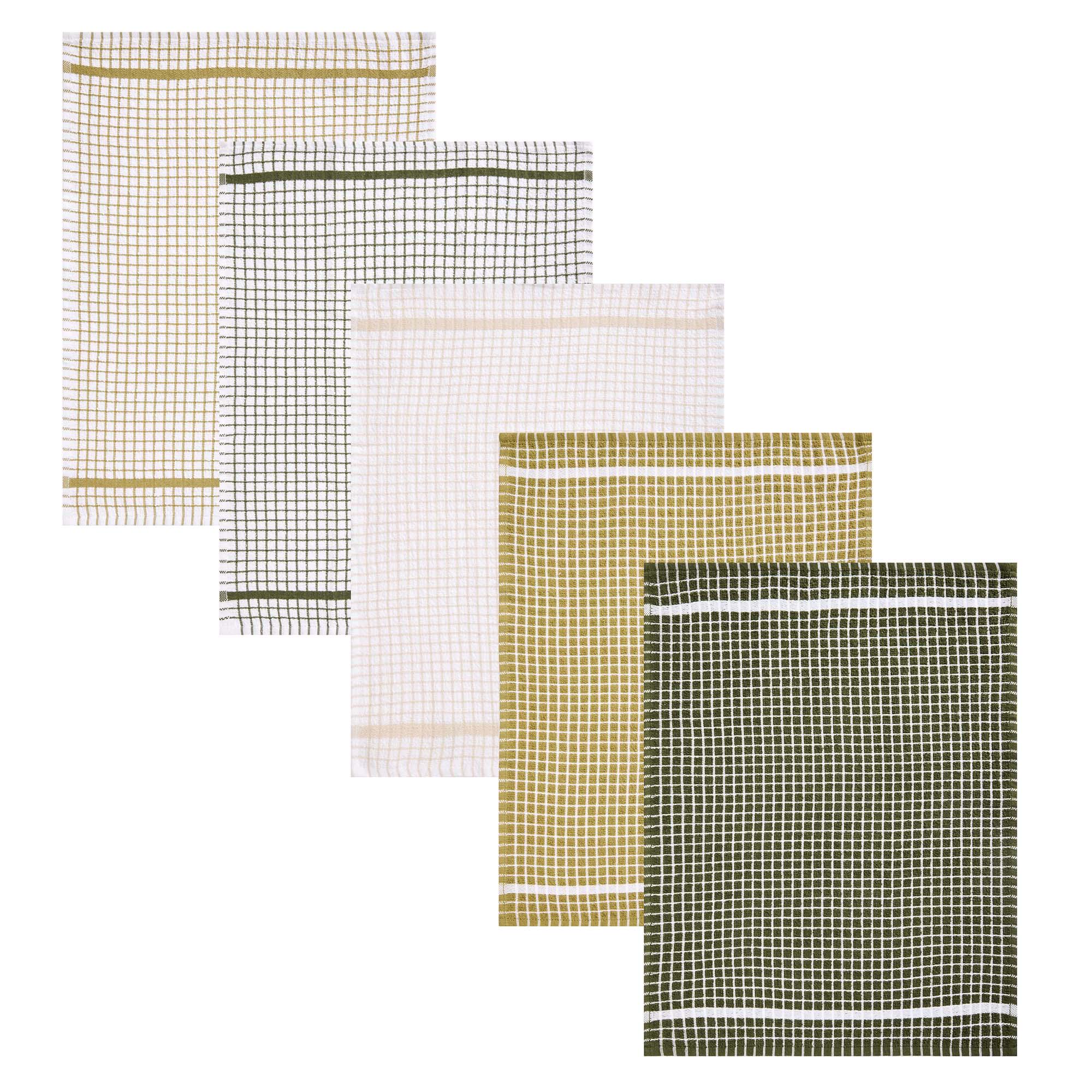 Sainsbury's Home Pack of 5 Terry Tea Towel - Green