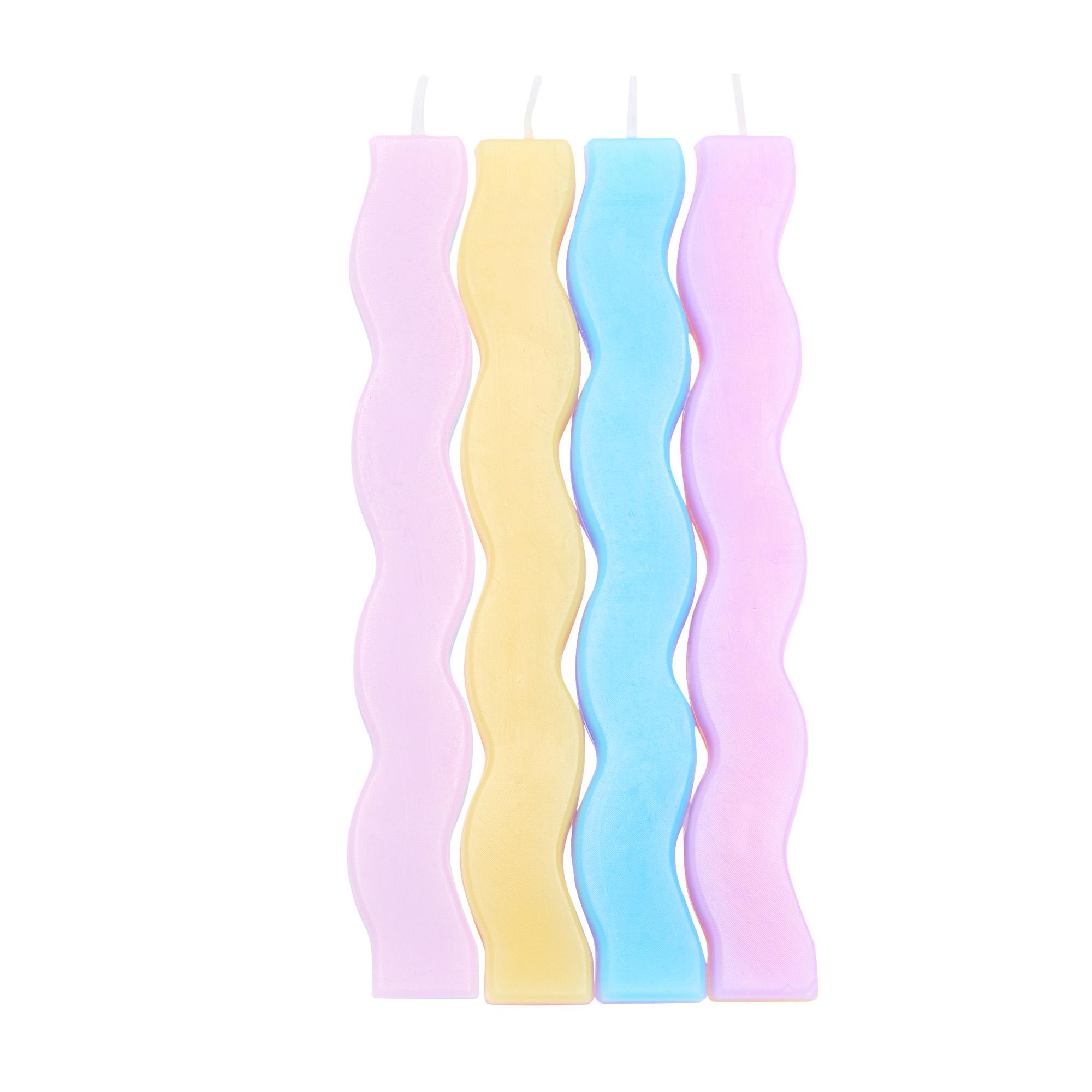 Sainsbury's Home Pack of 4 Wavy Pastel Colour Candles