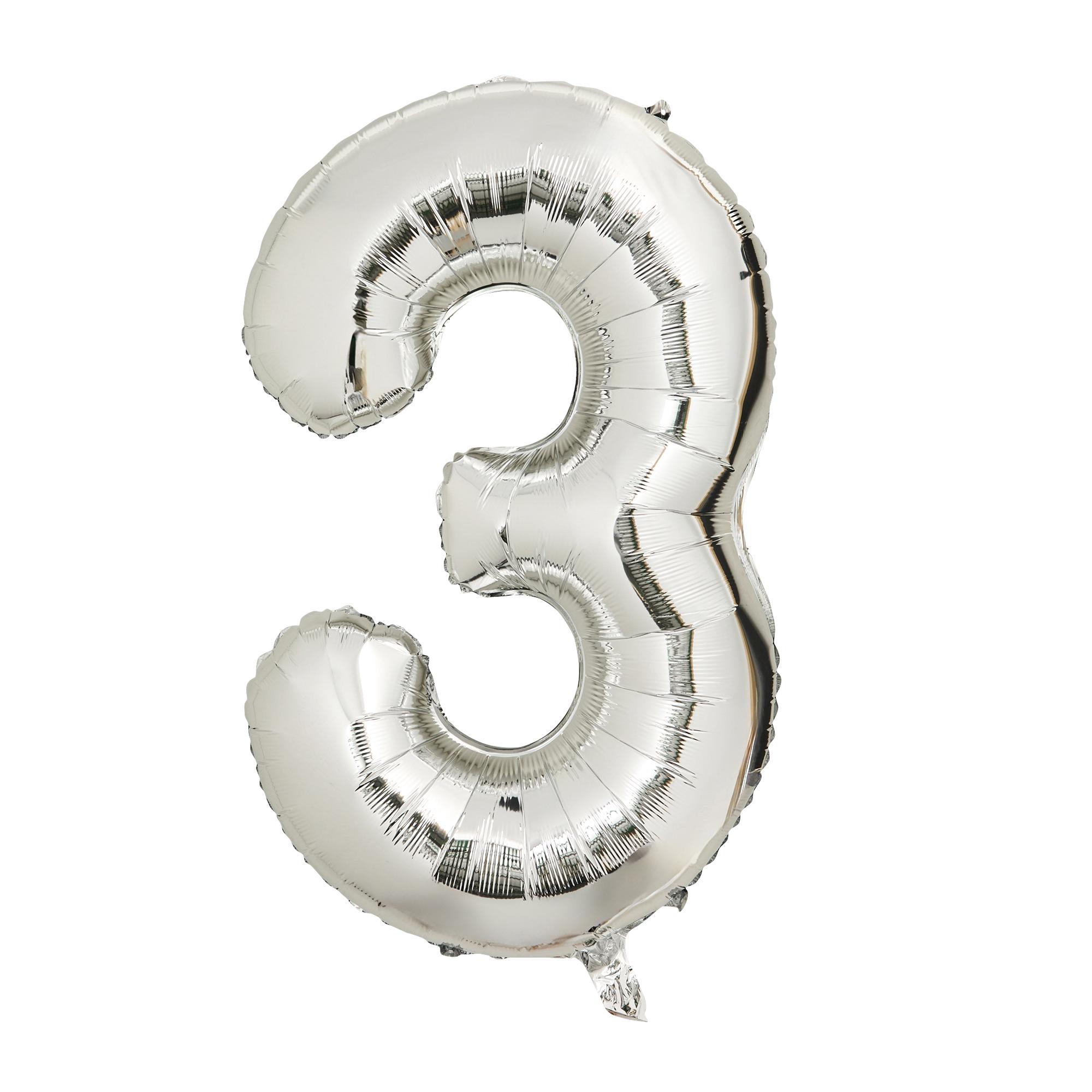 Sainsbury's Home 34" Silver Foil Number Birthday Balloon Age 3