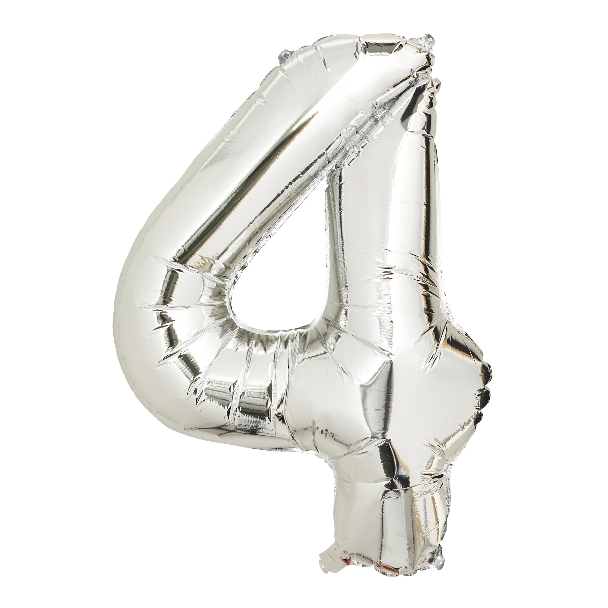 Sainsbury's Home 34" Silver Foil Number Birthday Balloon Age 4