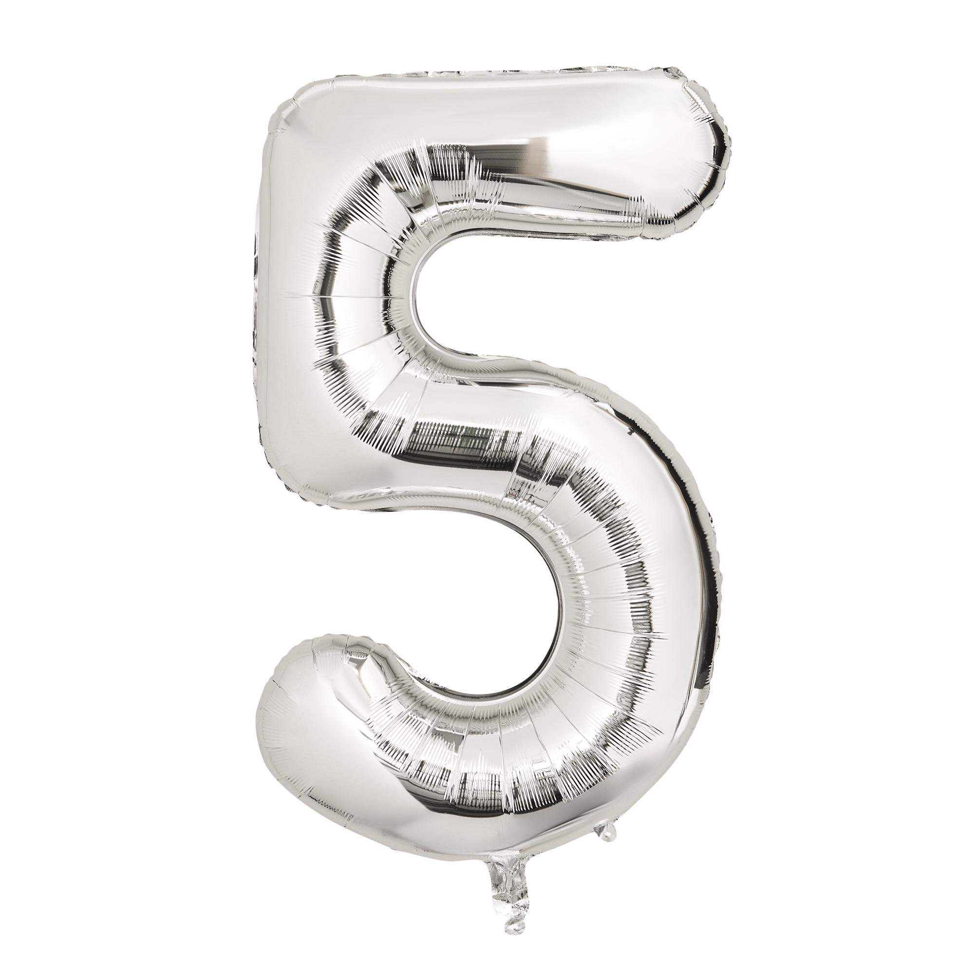 Sainsbury's Home 34" Silver Foil Number Birthday Balloon Age 5