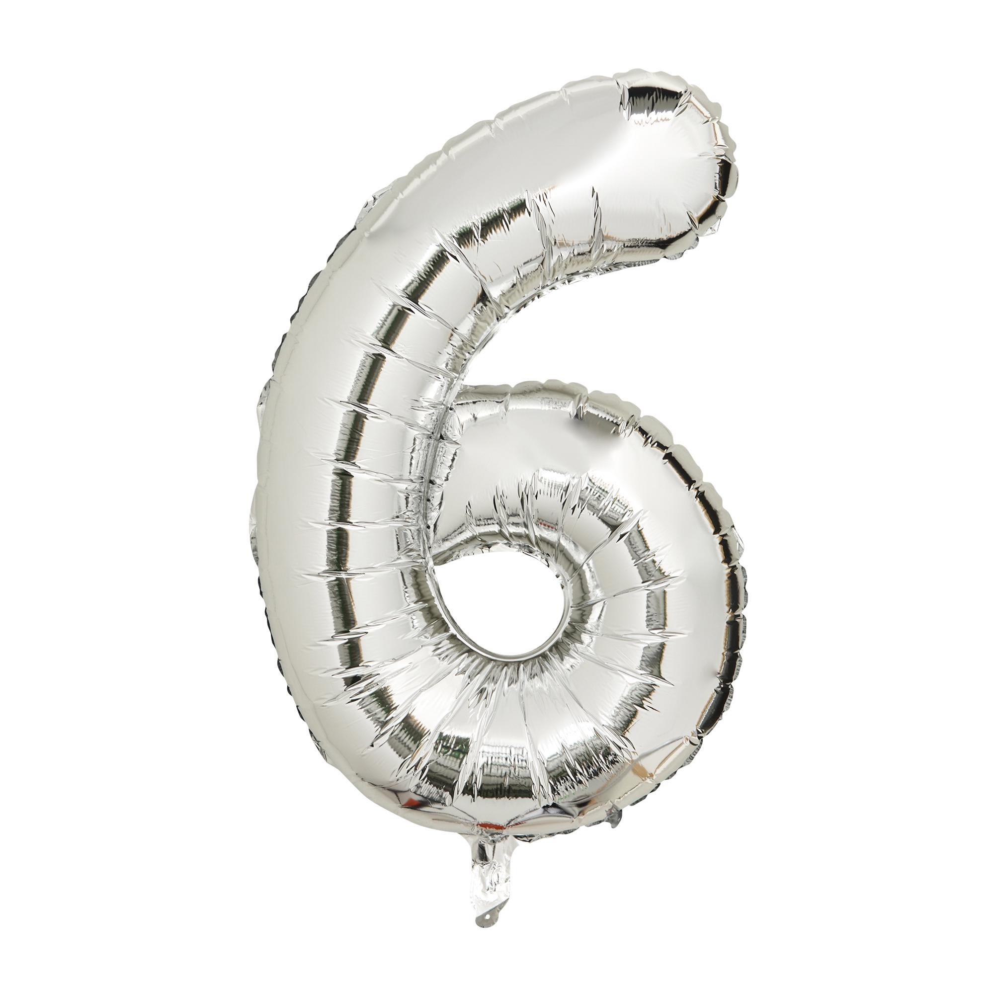 Sainsbury's Home 34" Silver Foil Number Birthday Balloon Age 6