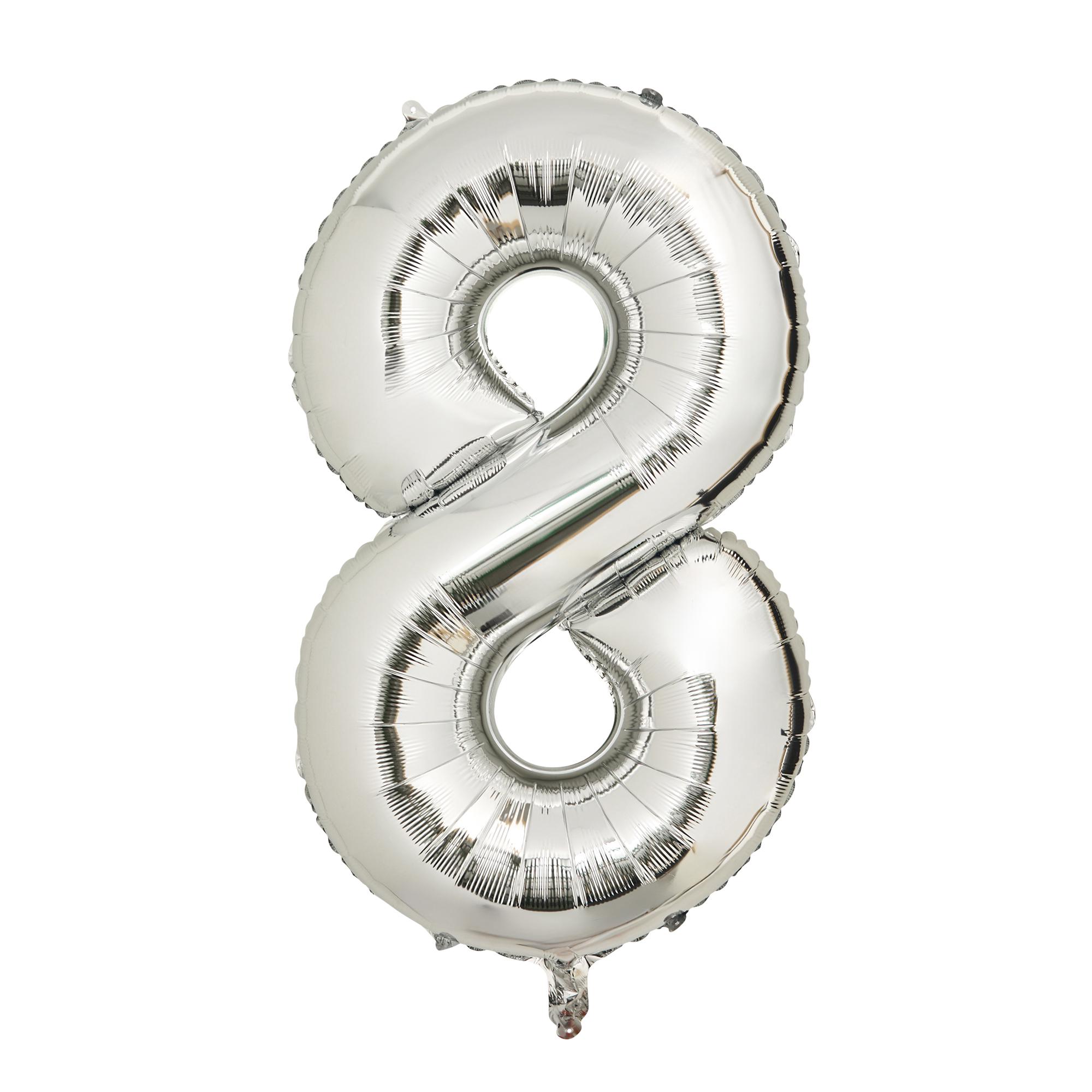Sainsbury's Home 34" Silver Foil Number Birthday Balloon Age 8