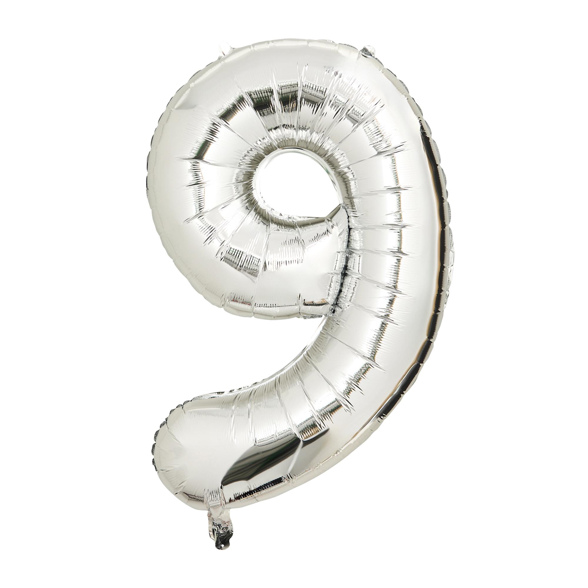Sainsbury's Home 34" Silver Foil Number Birthday Balloon Age 9